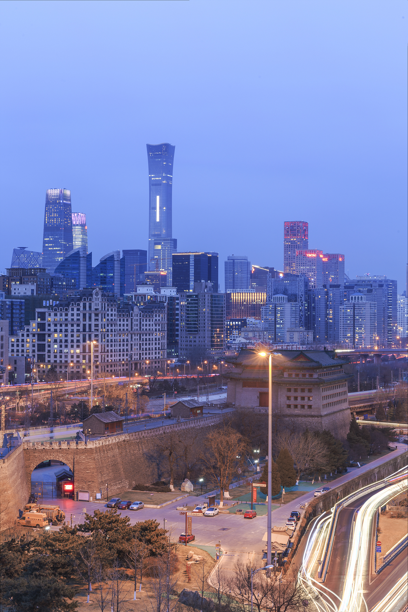 北京冬季城市夜色