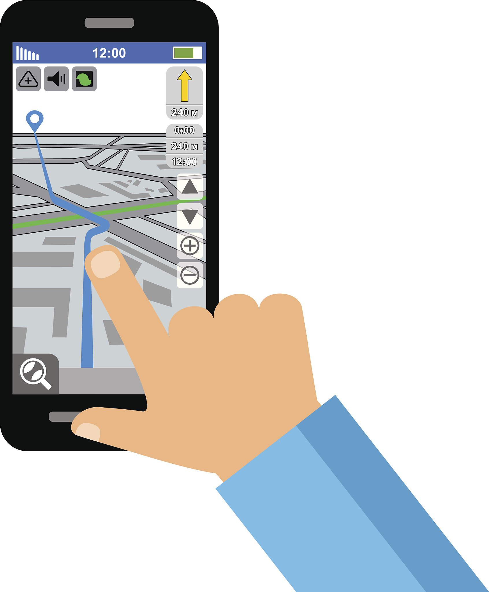 map of the city on the smartphone screen