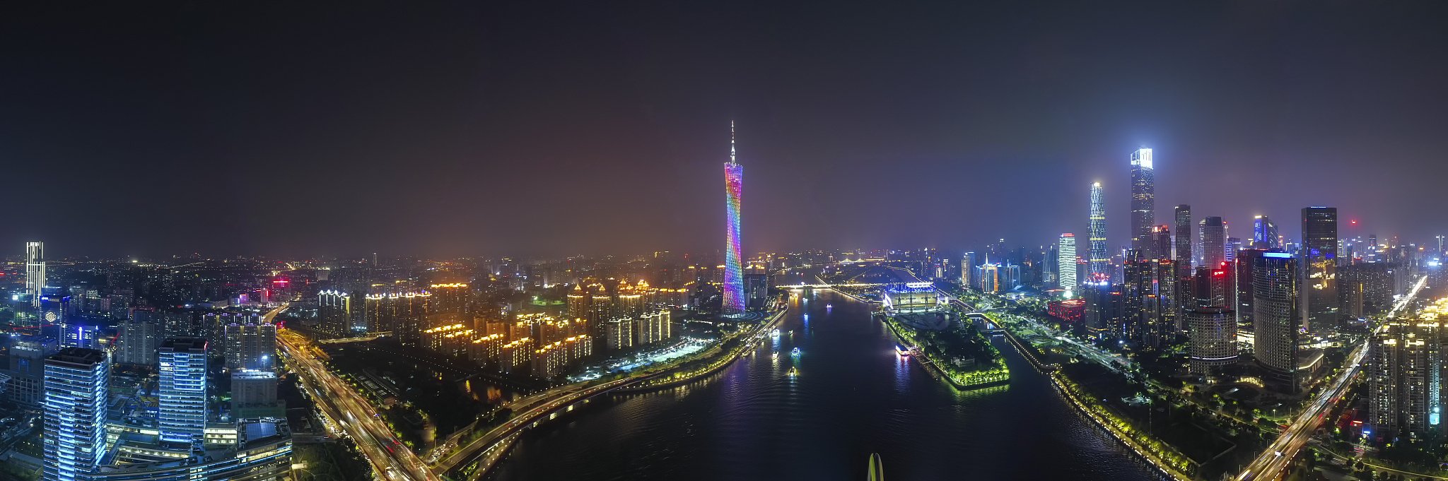 nightscape of guangzhou city, guangdong province, china