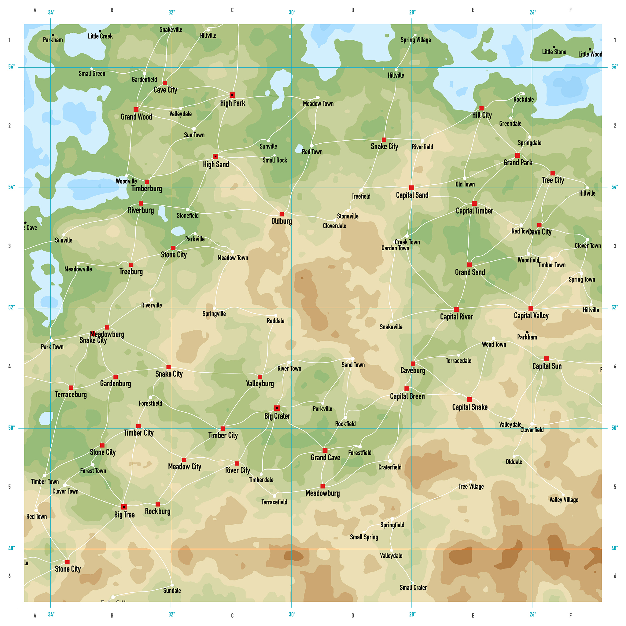 natural color generic topographic map square