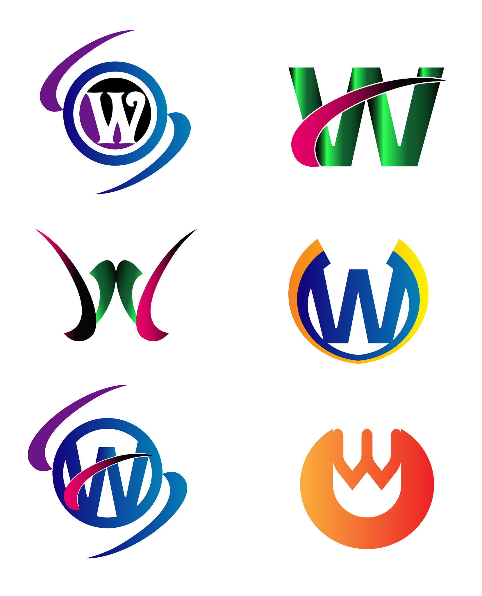 letter w logo icons set graphic design