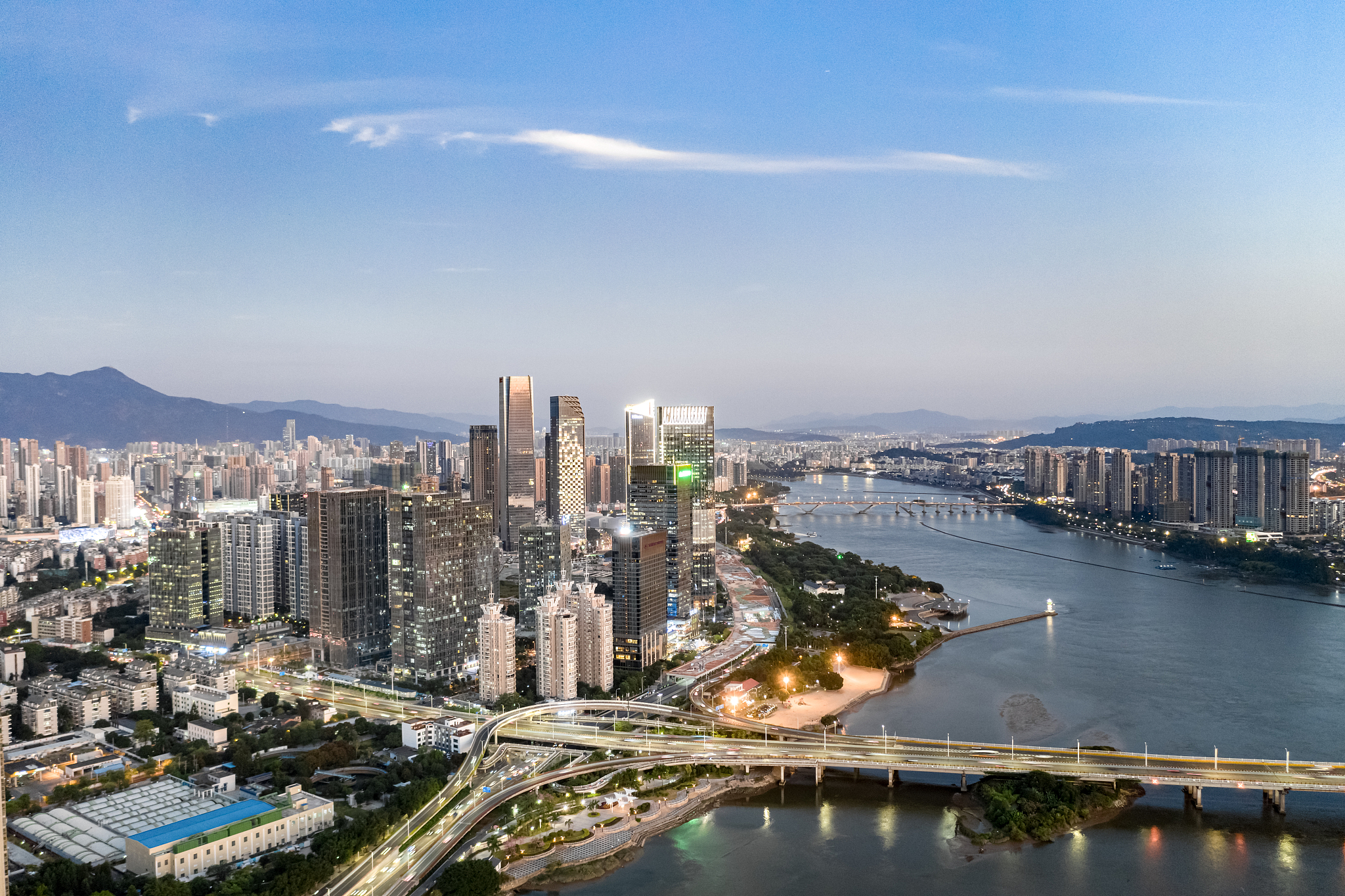 航拍中国福州城市风光