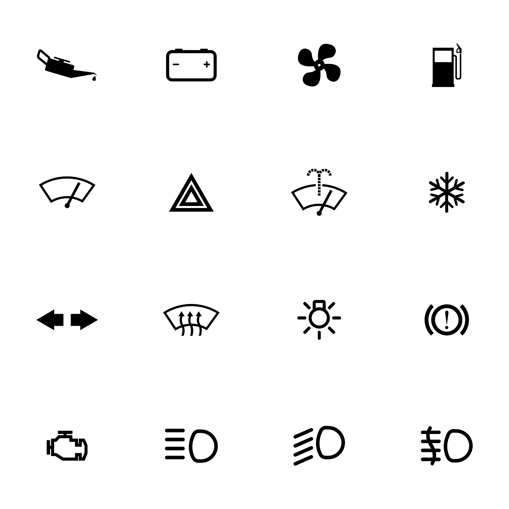 balck car dashboard icons set