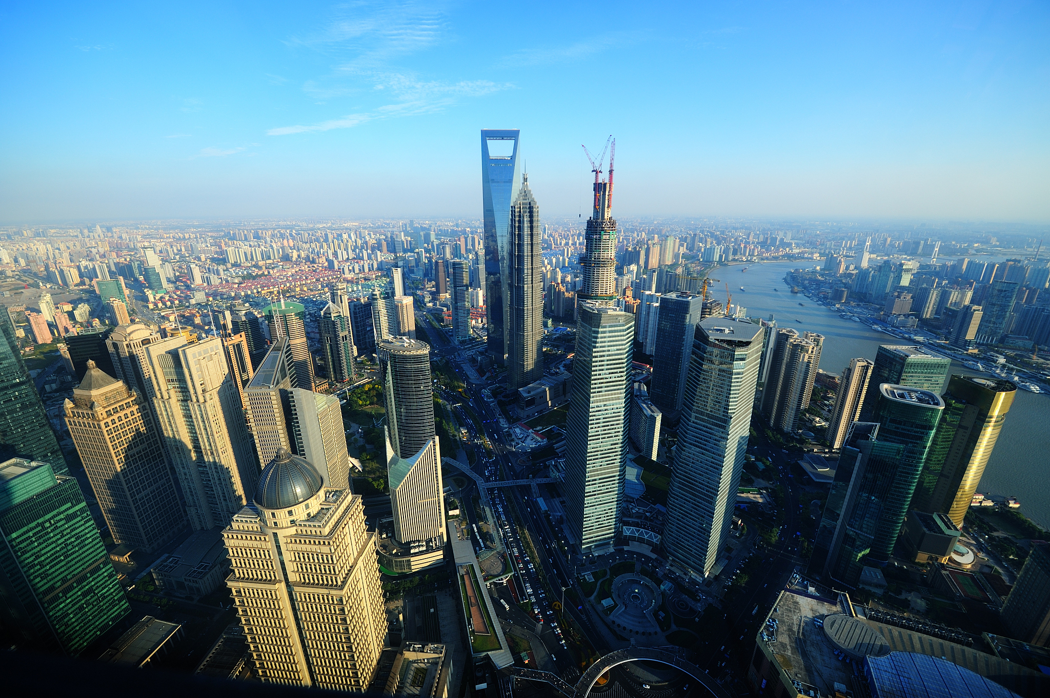 aerial view of shanghai.