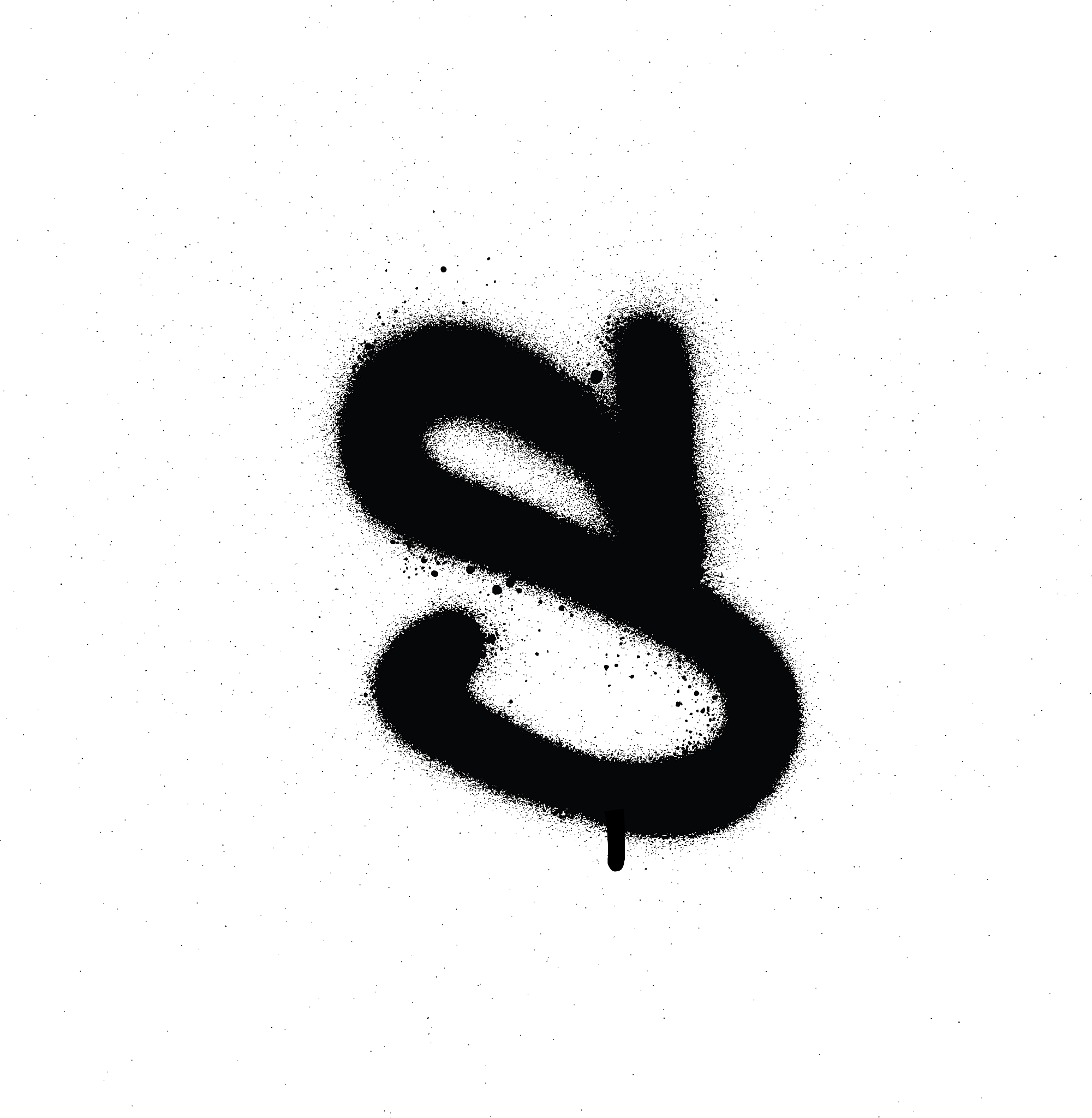 sprayed s font graffiti with leak in black