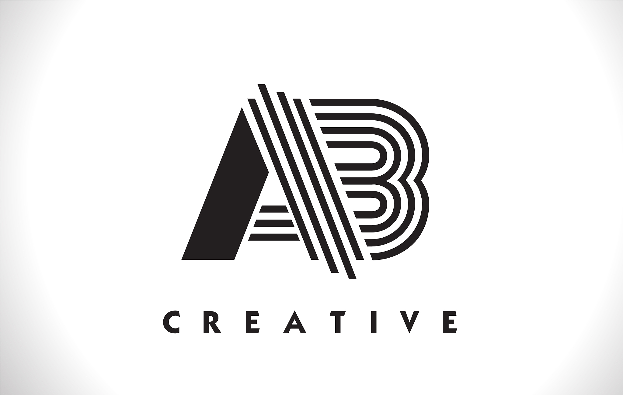 ab logo letter with black lines design line letter