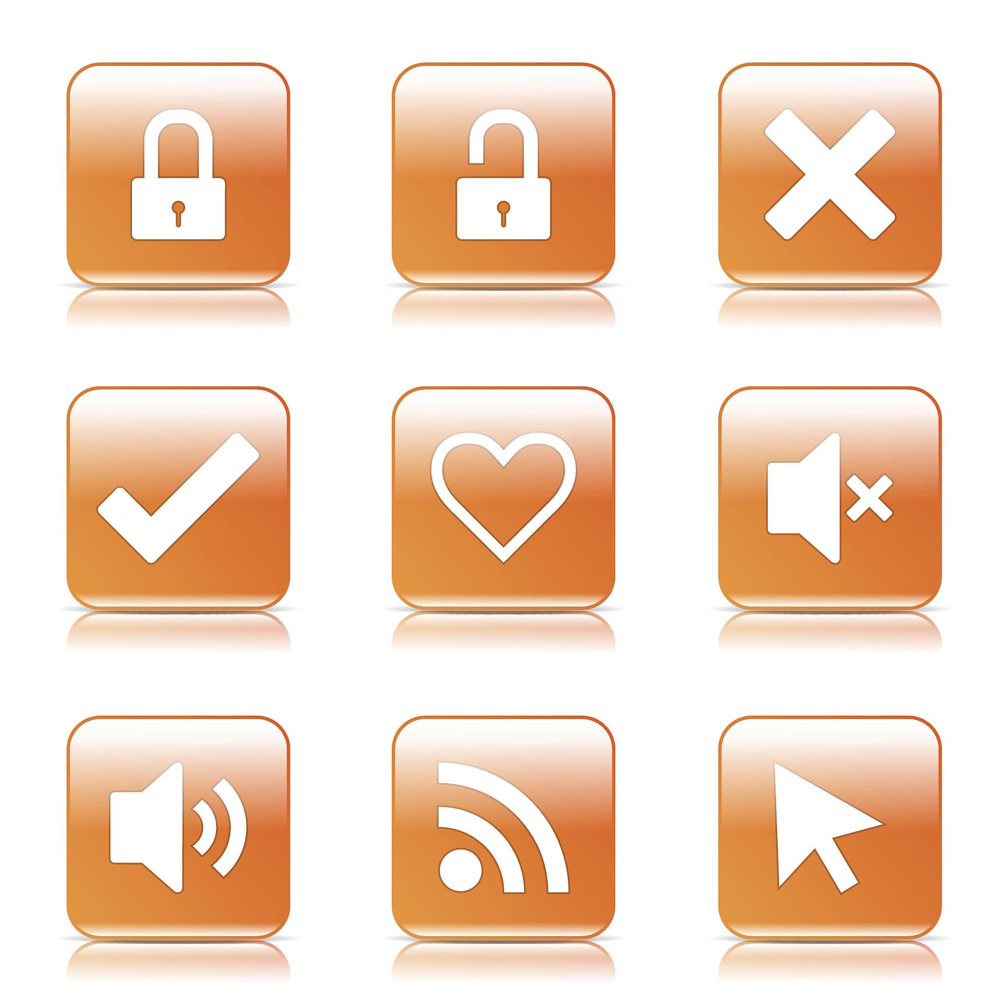 seo internet sign square vector orange icon design set 4