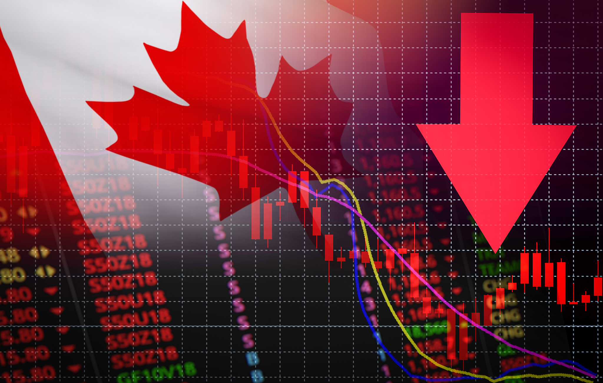 canada stock exchange market crisis red market price down chart 