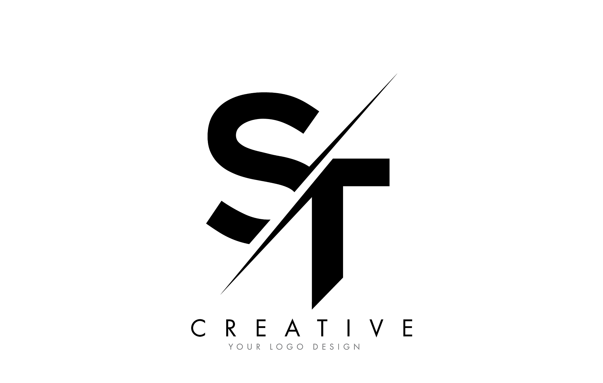 st s t letter logo design with a creative cut