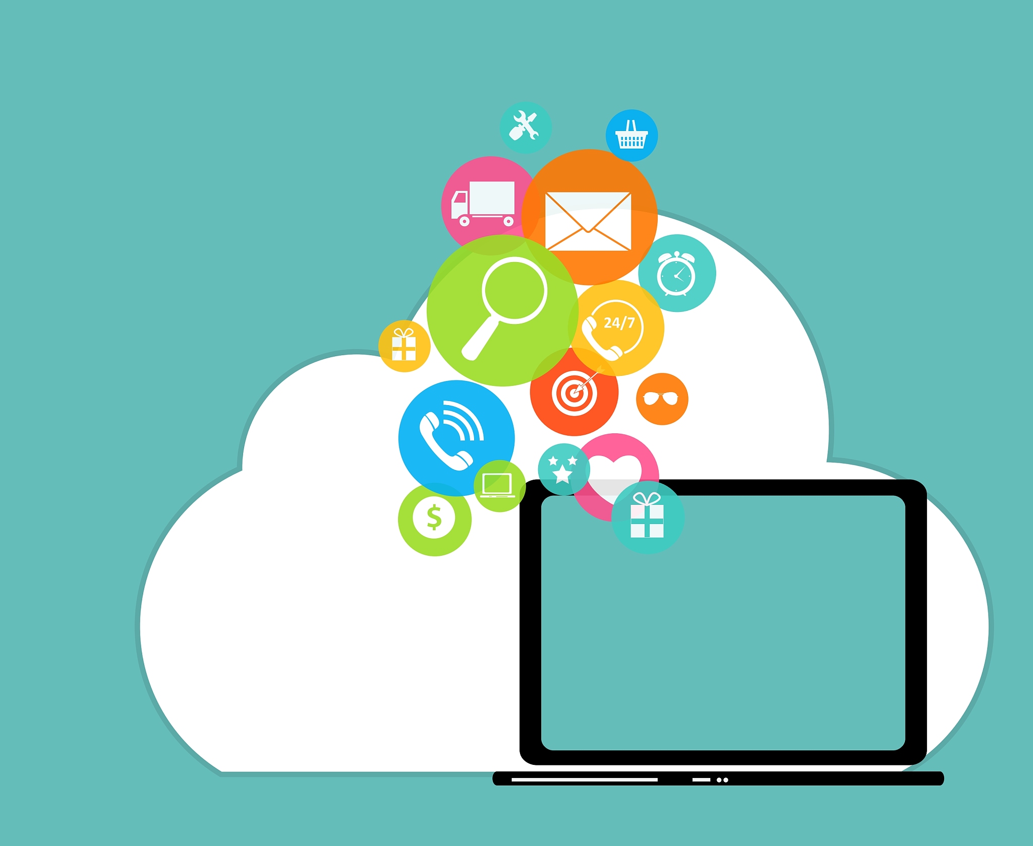 cloud computing concept on different electronic