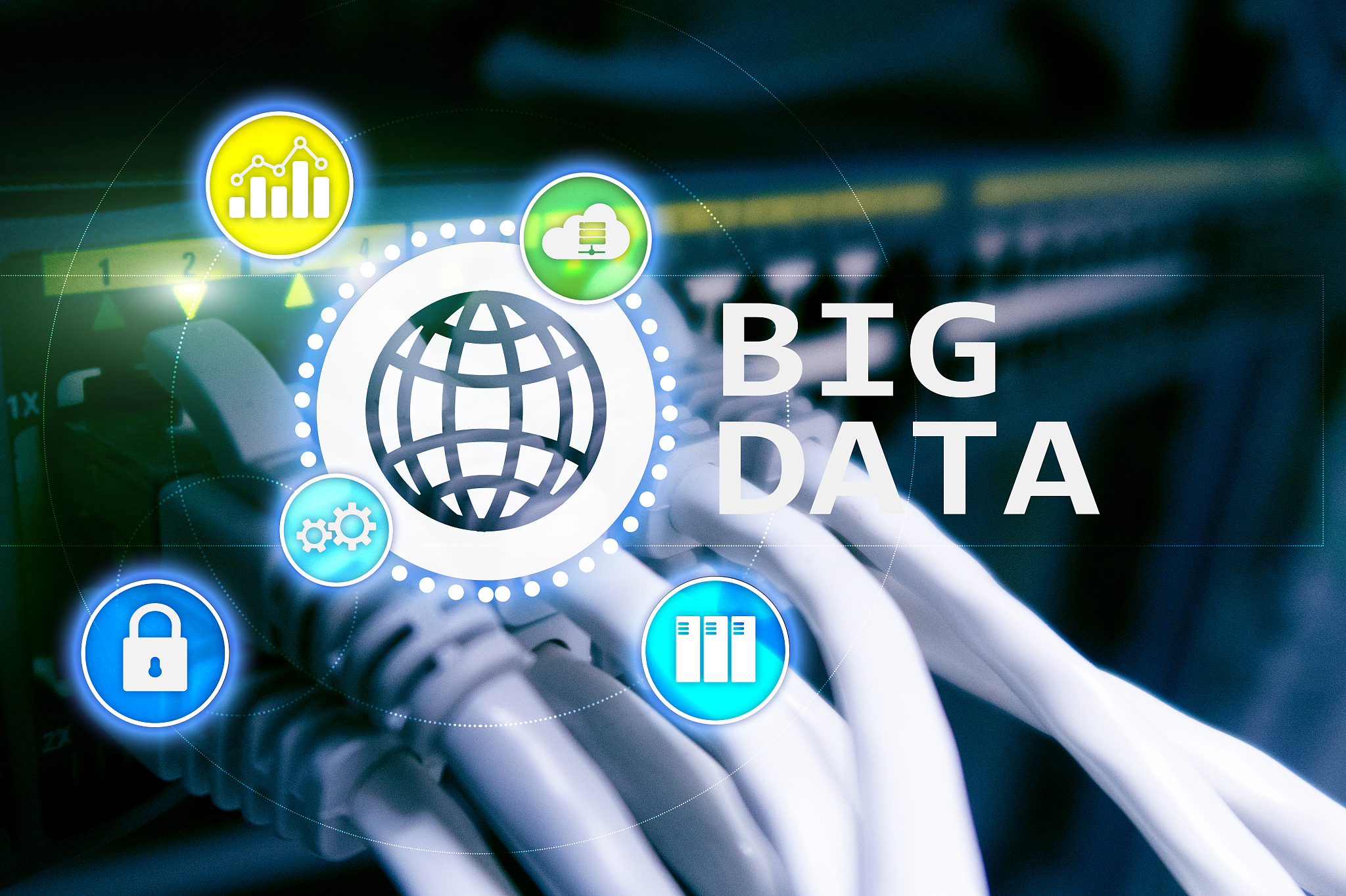 big data analysing server. internet and technology.