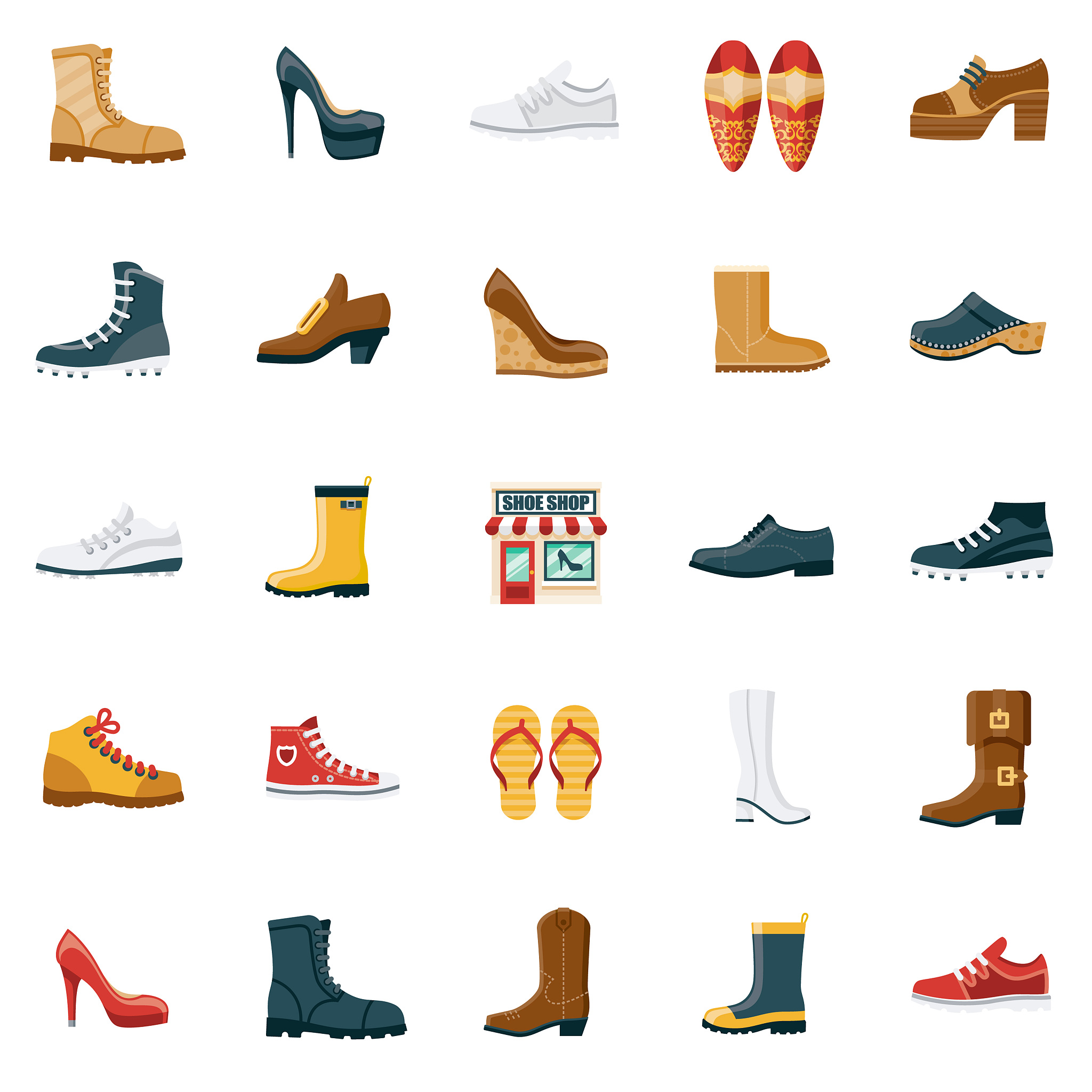 shoe shop icon set