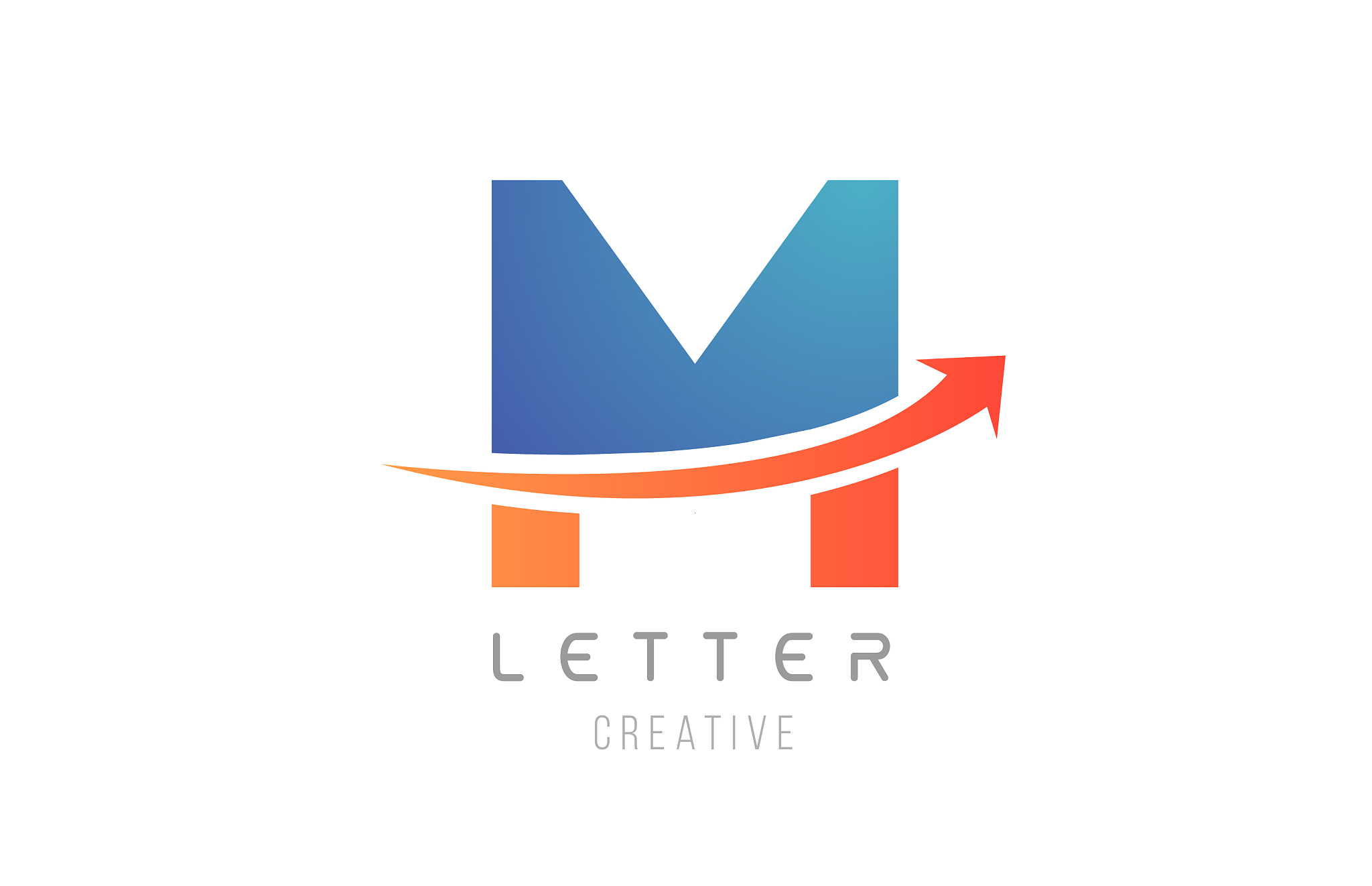blue orange m letter alphabet icon design for