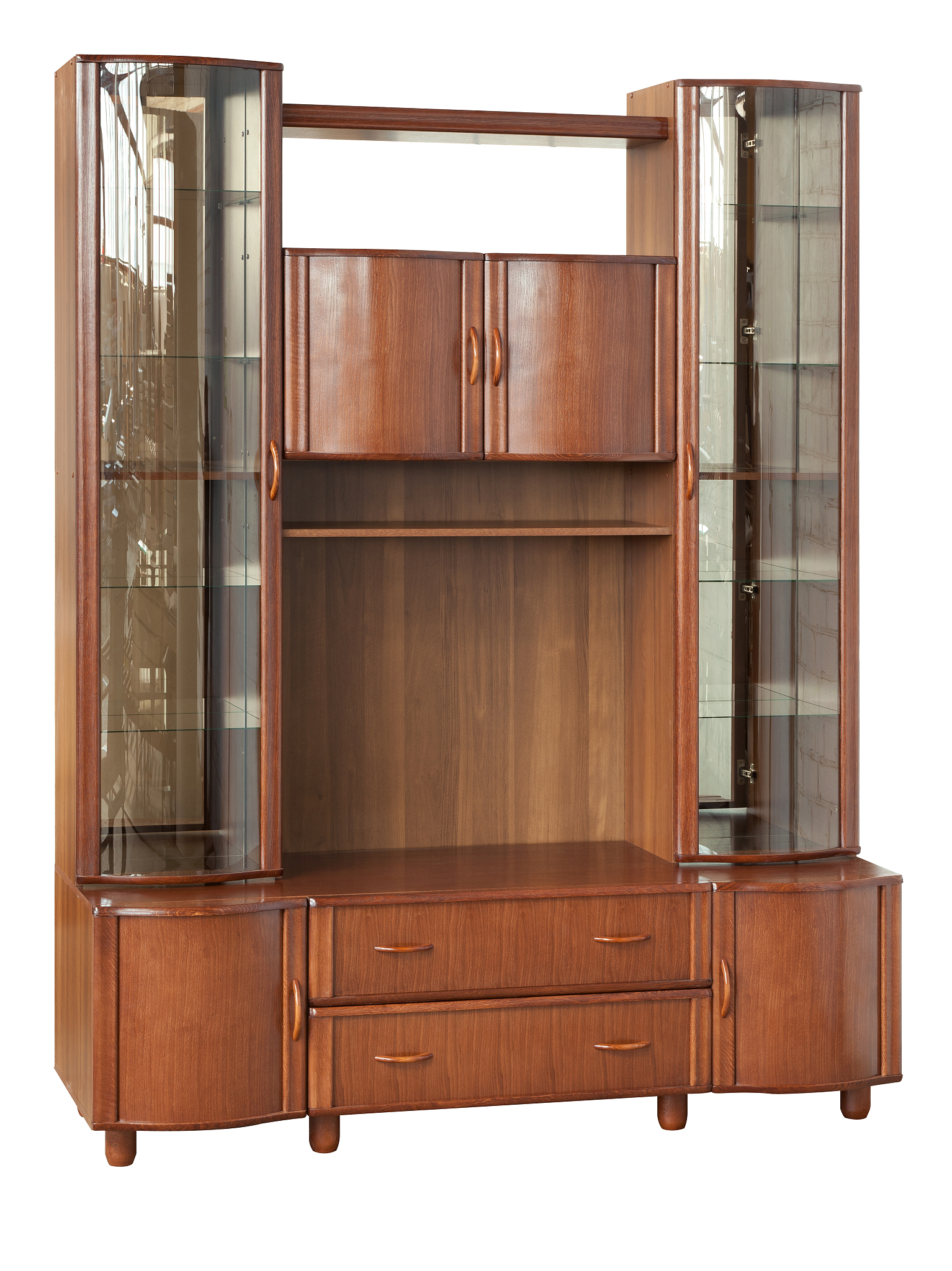 wooden cupboard with glass doors