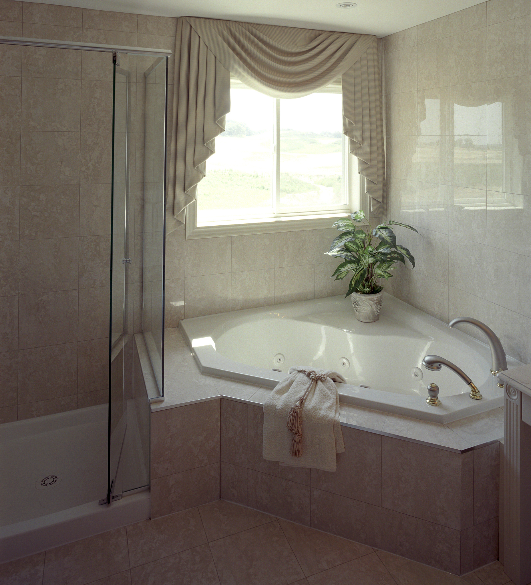 Elegant Bathroom Vanity with Double Sink & Marble Top