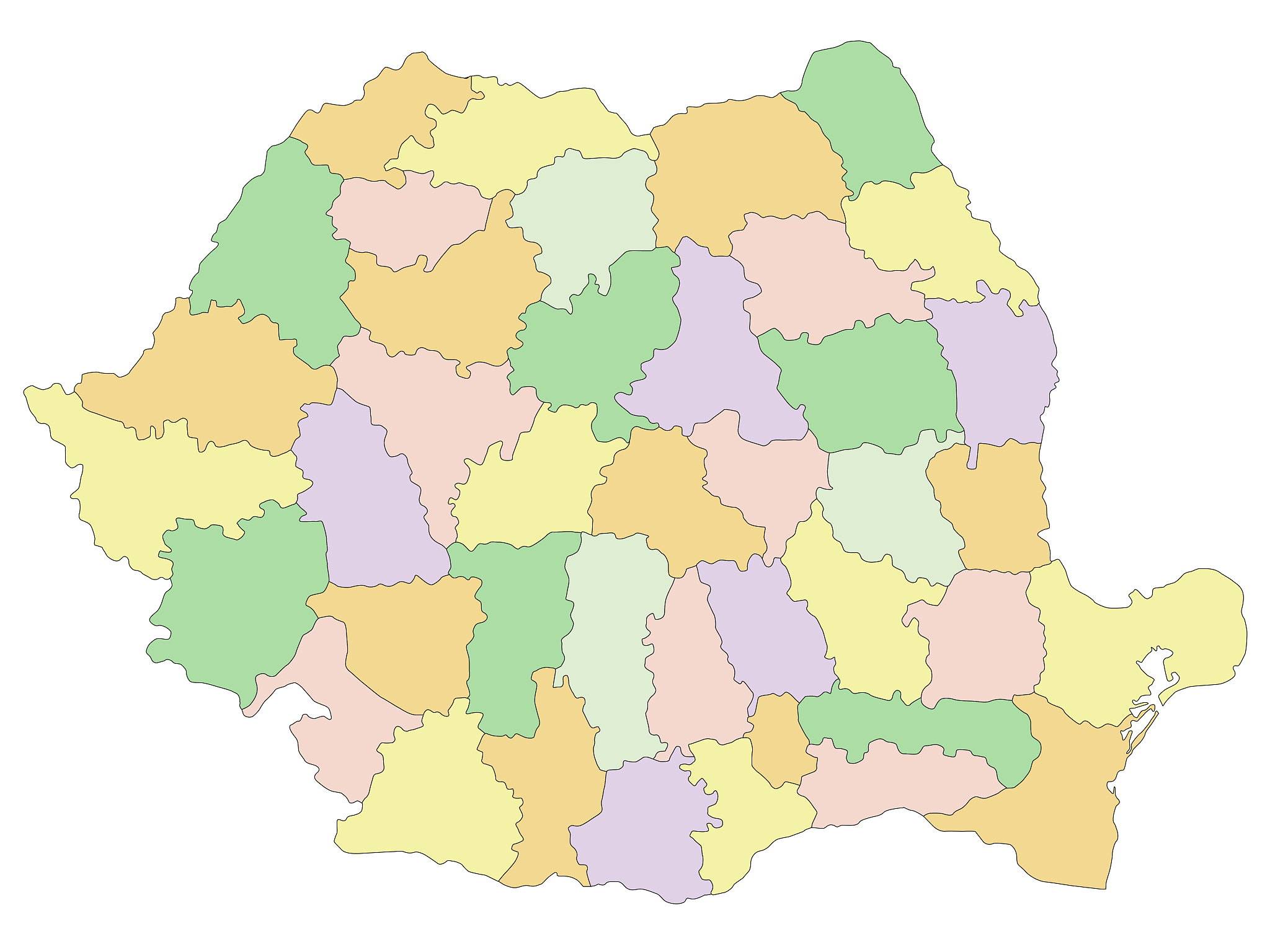 romania - highly detailed editable political map.