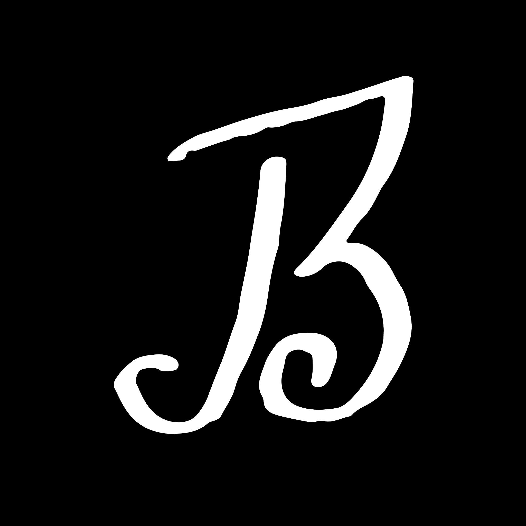 letter b handwritten by dry brush rough strokes