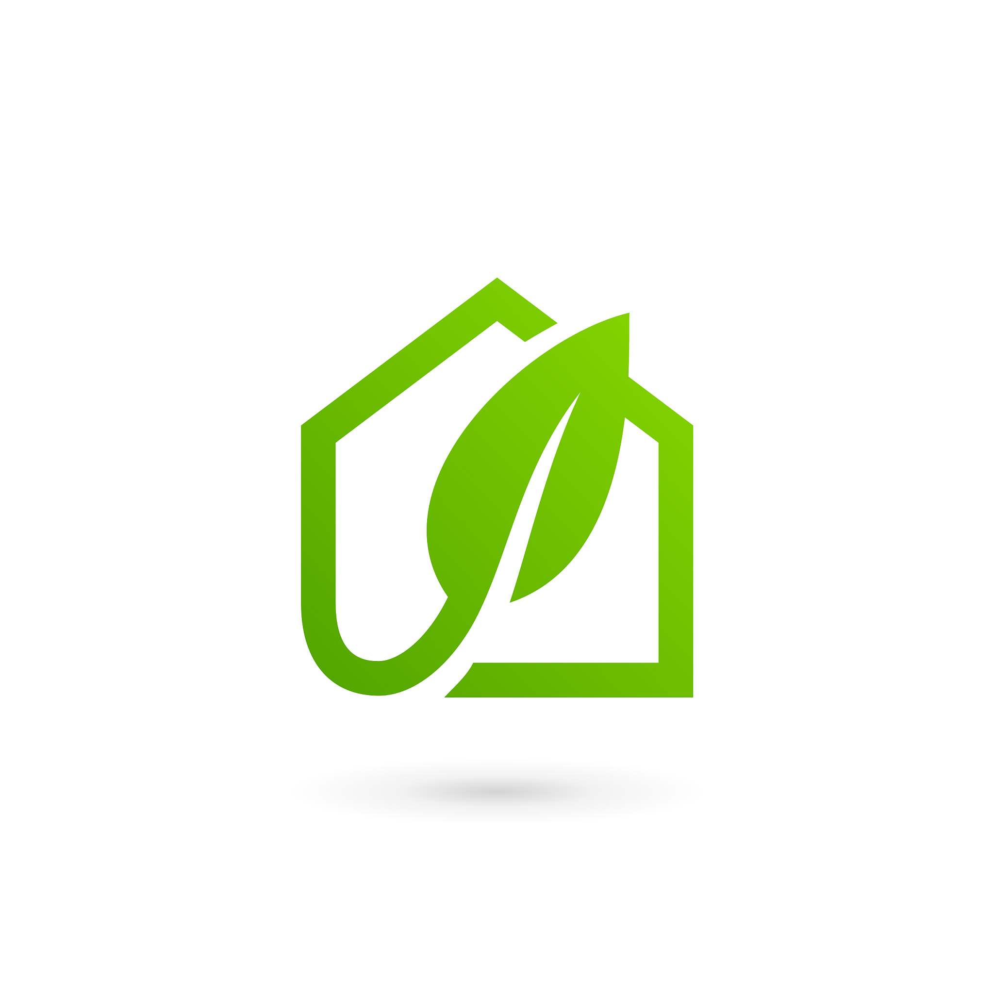 eco leaves house logo icon design template