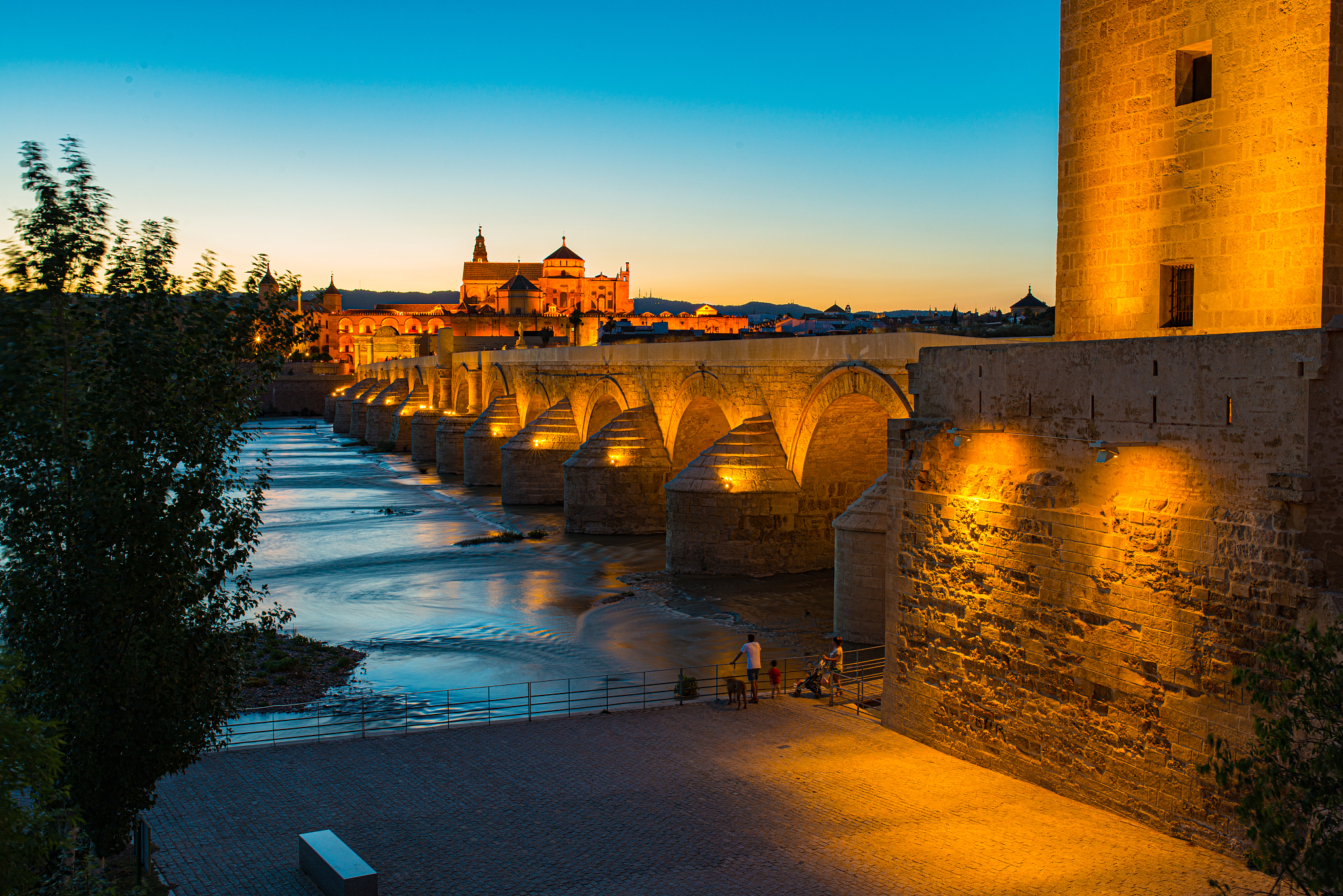 mosque-cathedral and roman bridge of cordoba, andalusia, spain