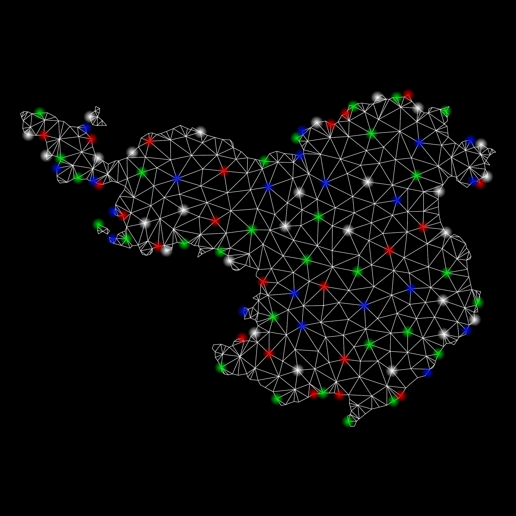 bright mesh network gerona province map with flare