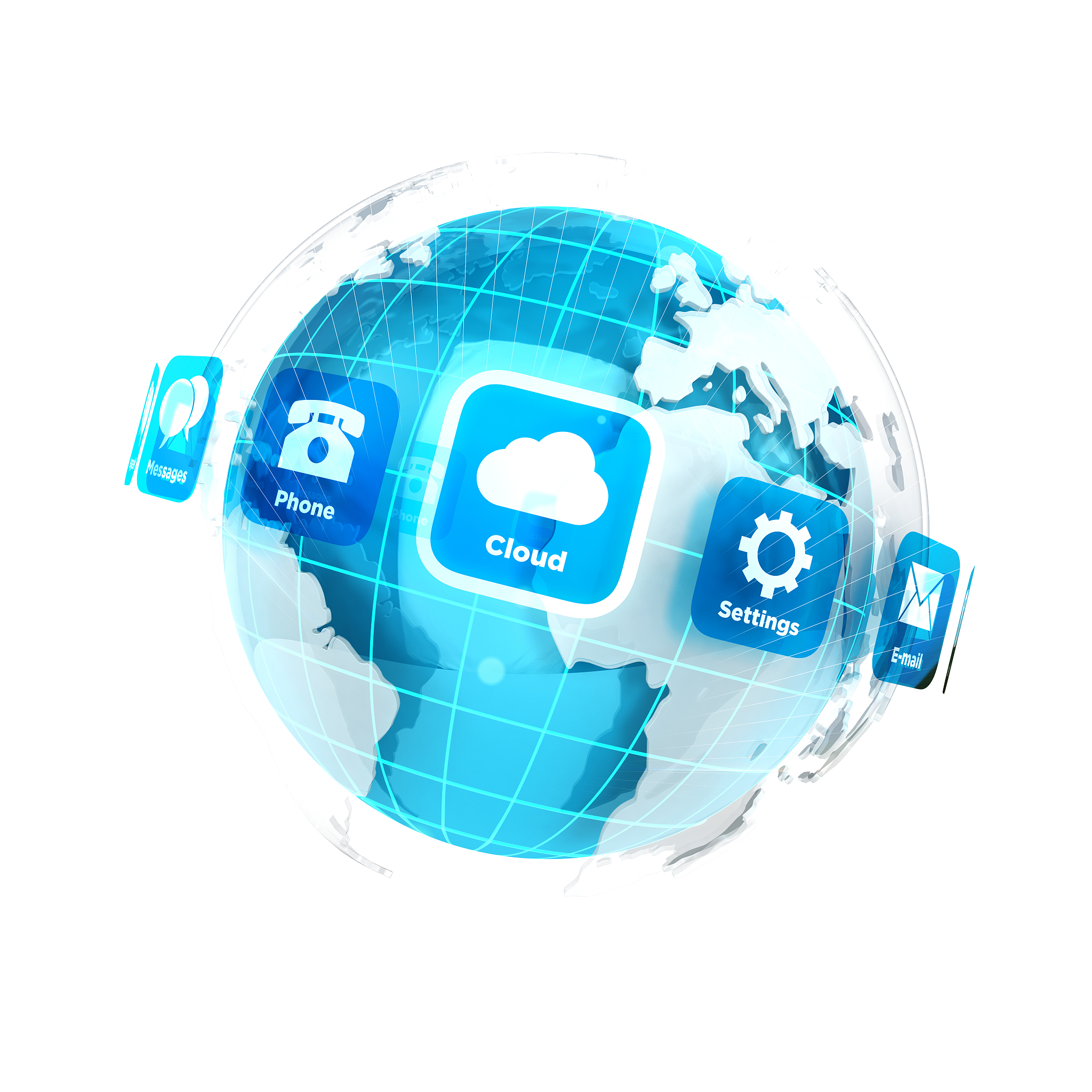 3d earth with applications icons