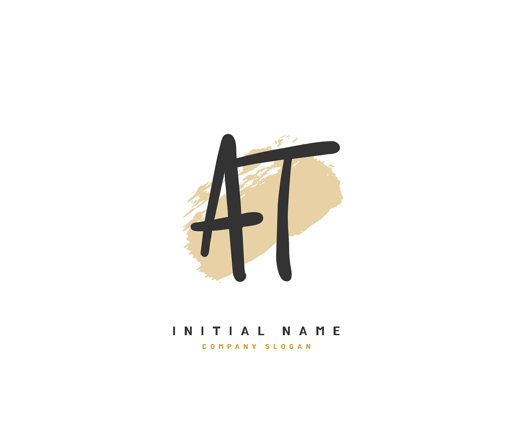 a t at beauty initial logo handwriting logo of