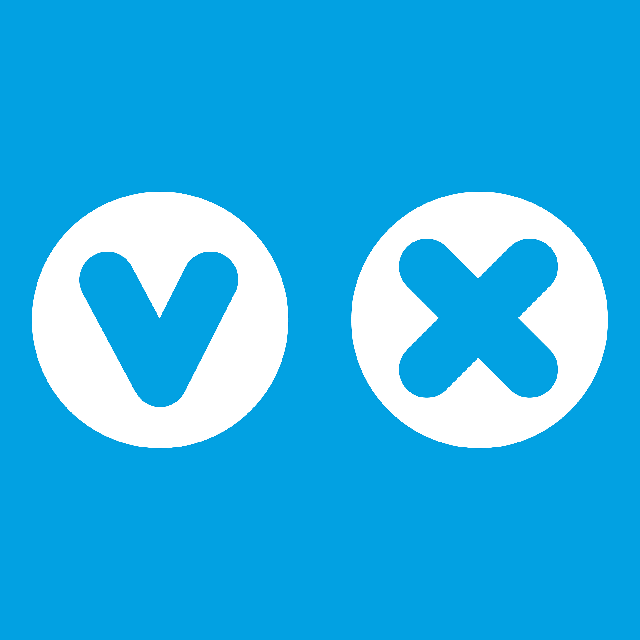 fat tick and cross in circles icon white