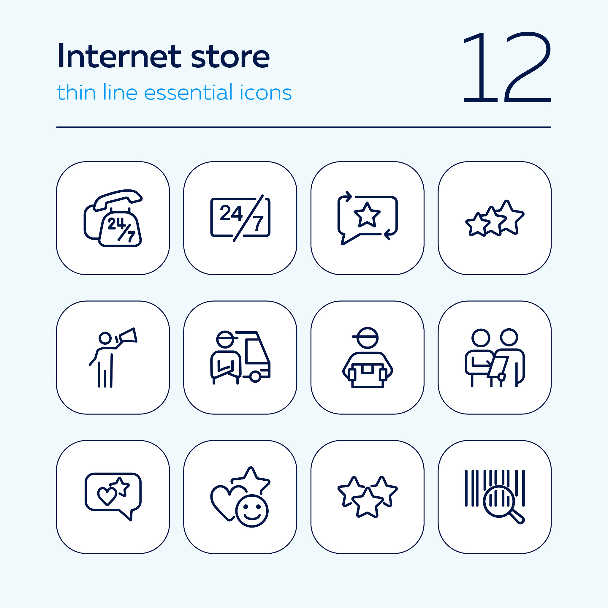 internet store line icon set