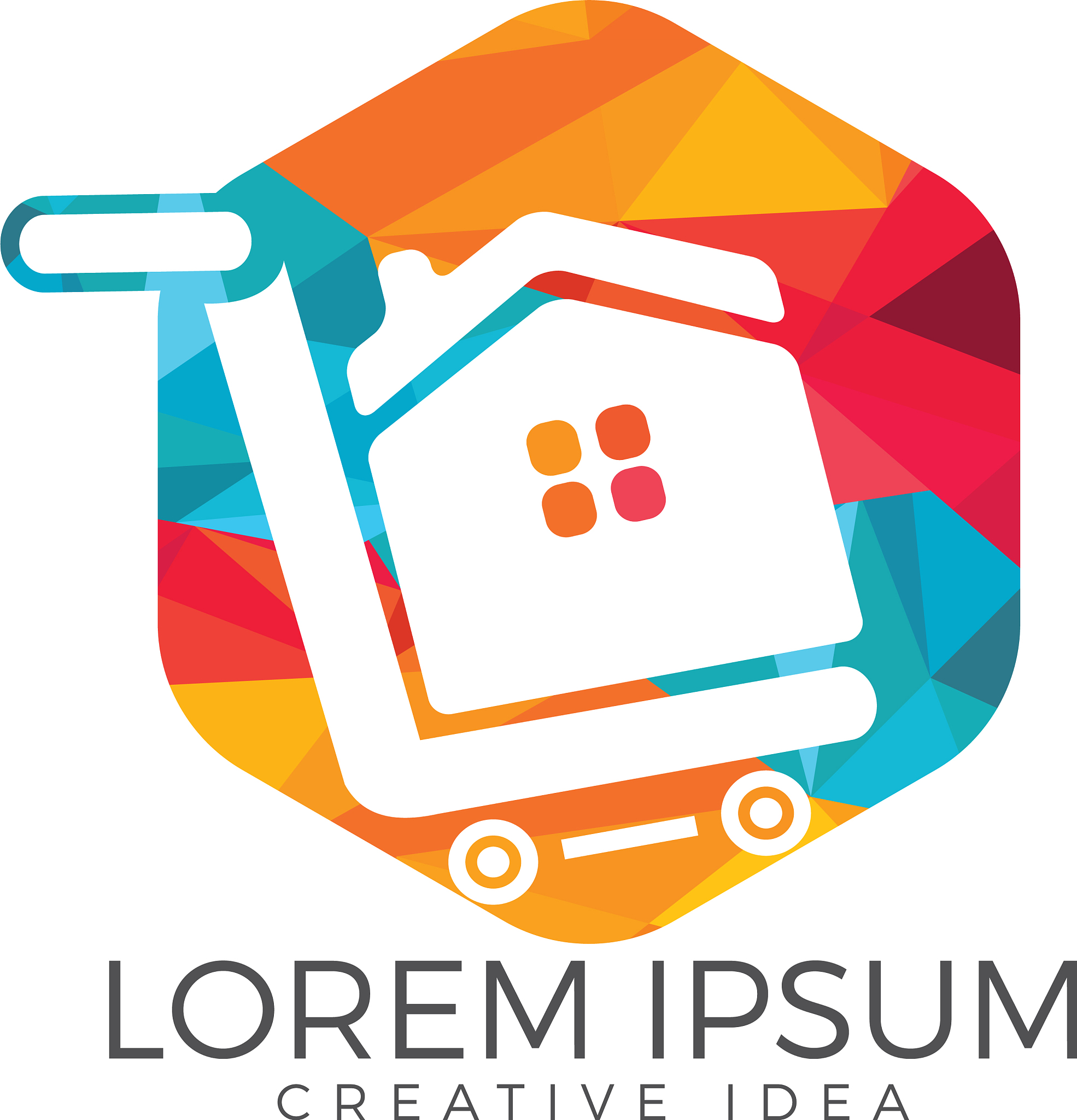 shopping cart with house logo design