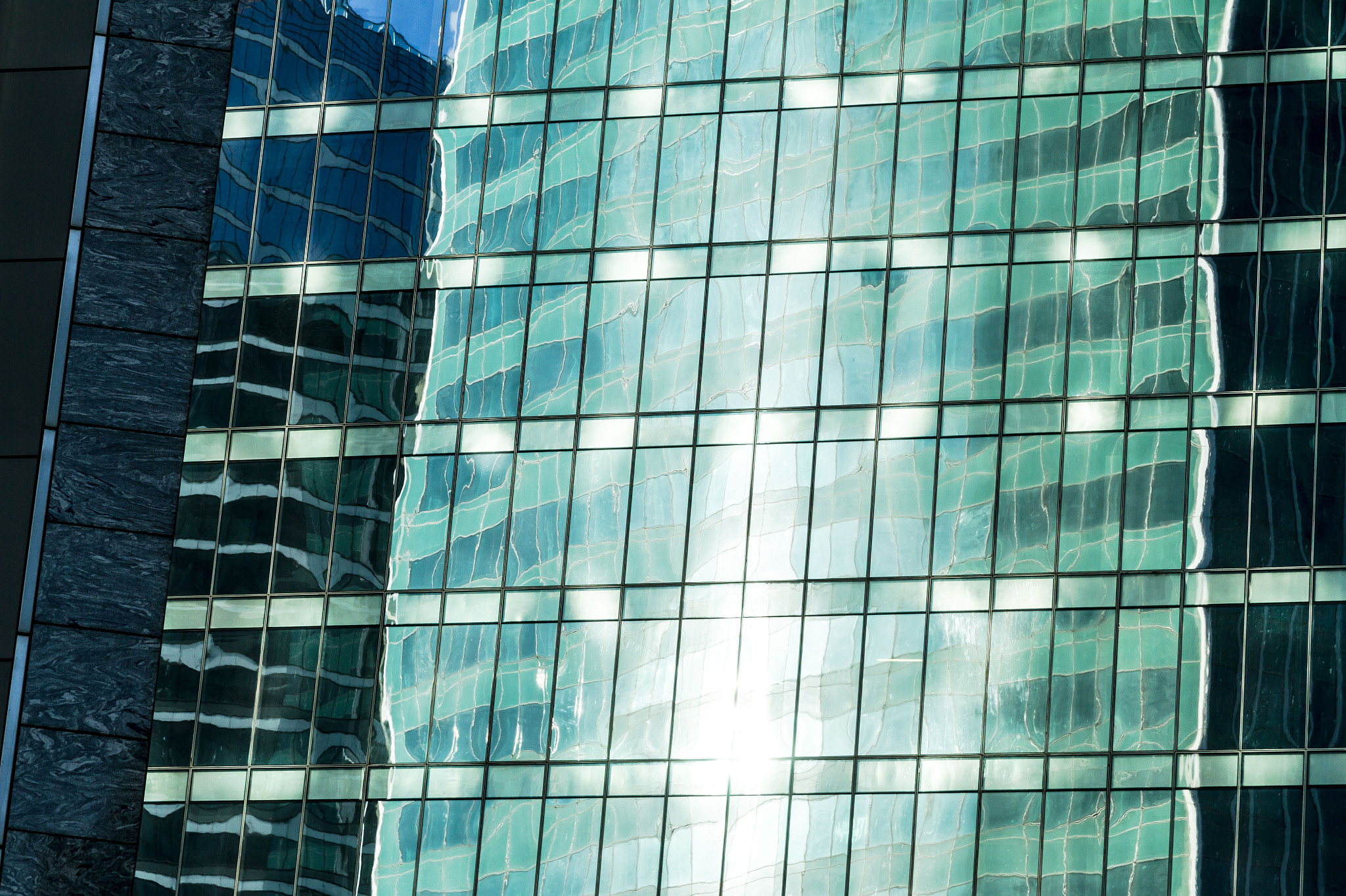 skyscraper. glass windows of modern office.
