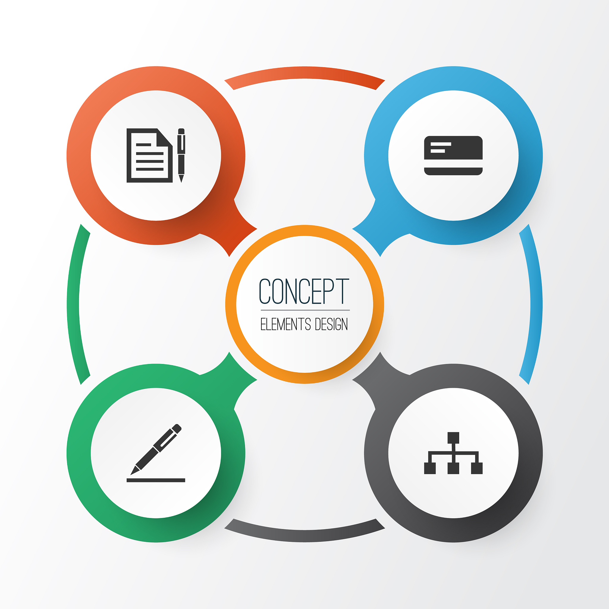 job icons set collection of payment pen