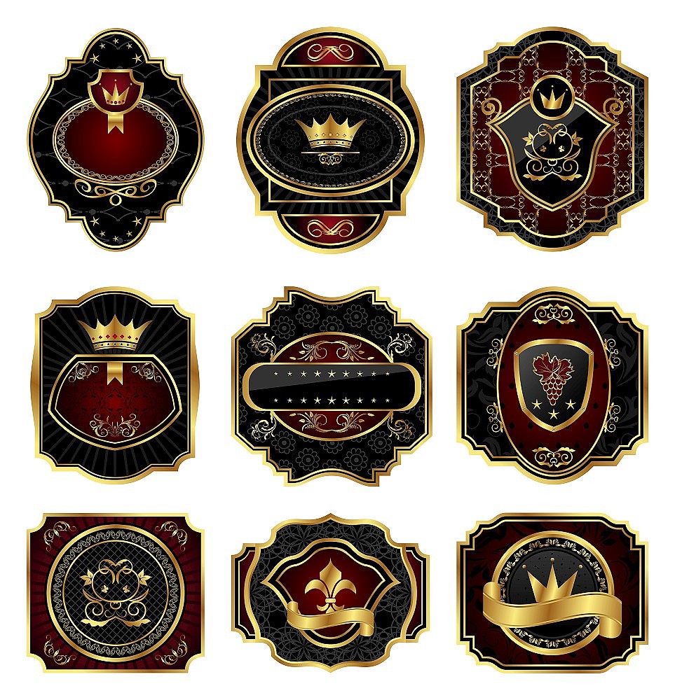 illustration set golden decorative frames - vector