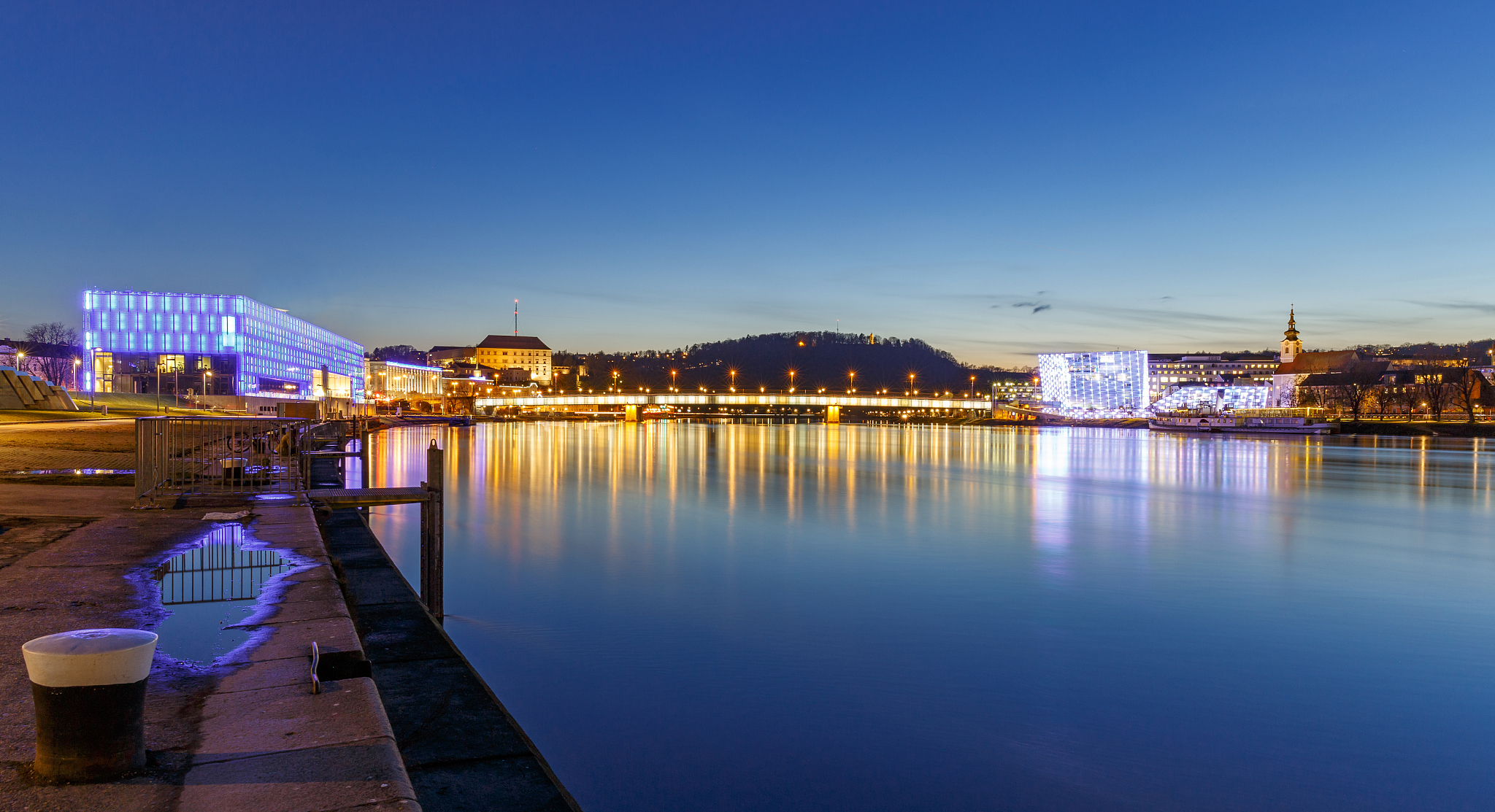 illuminated city at night