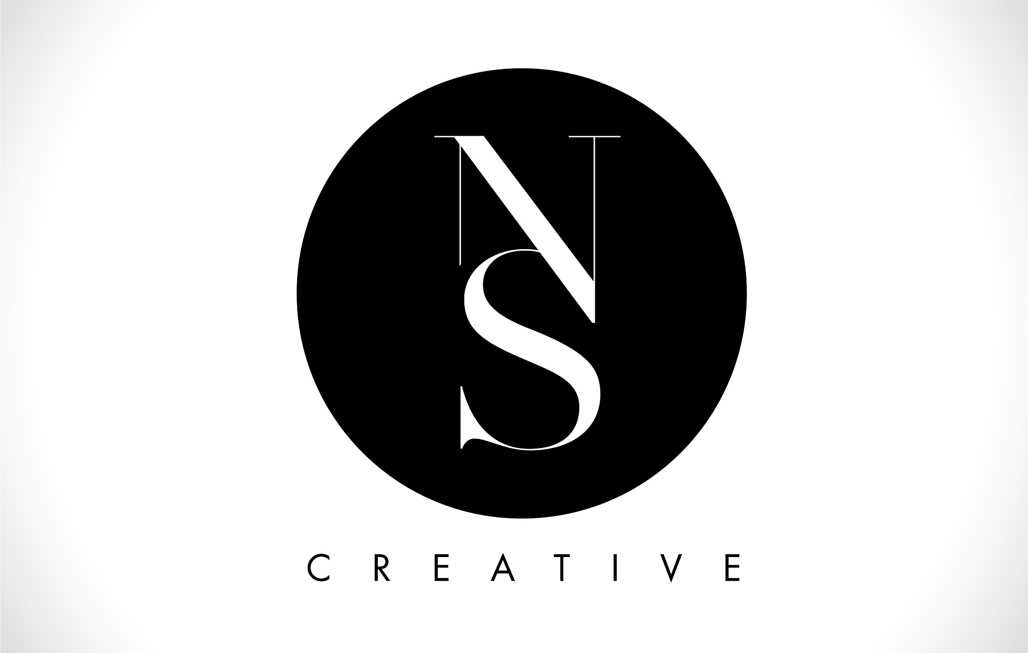 ns letter design logo with black and white colors