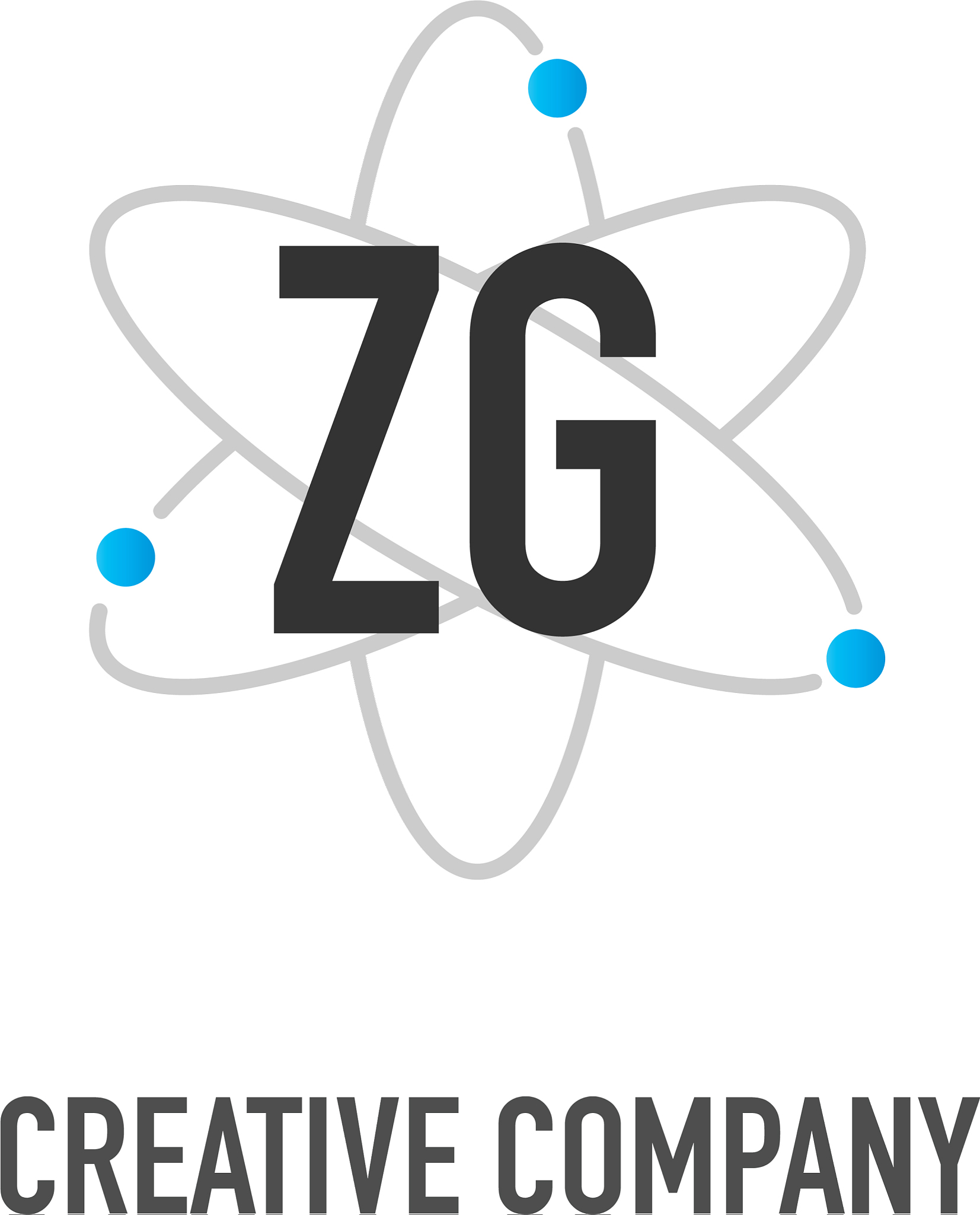 initial letter zg atom neutron design logo
