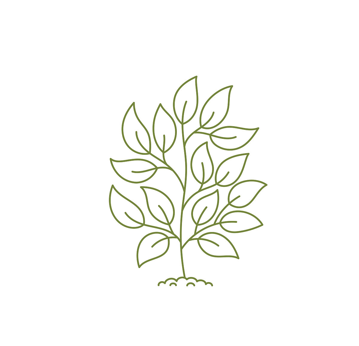 概述小树.开放的路径.可编辑的中风.自定义线厚度.矢量插图.
