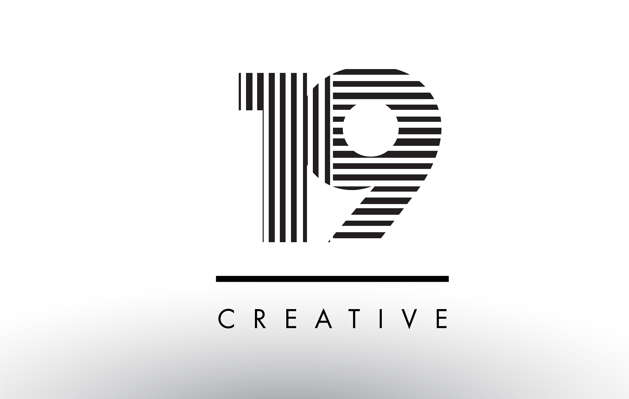 19 black and white lines number logo design