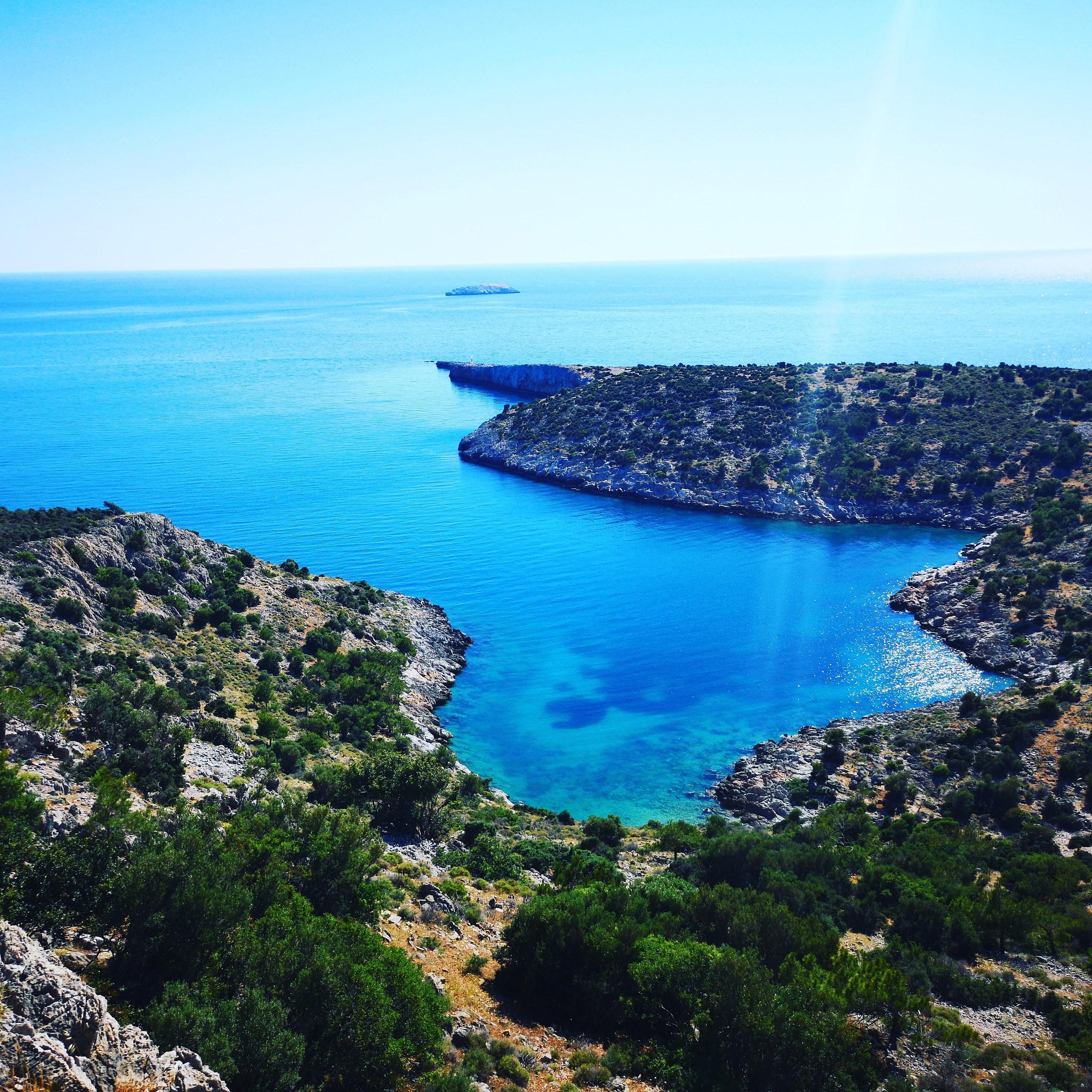 high angle view of bay against sky