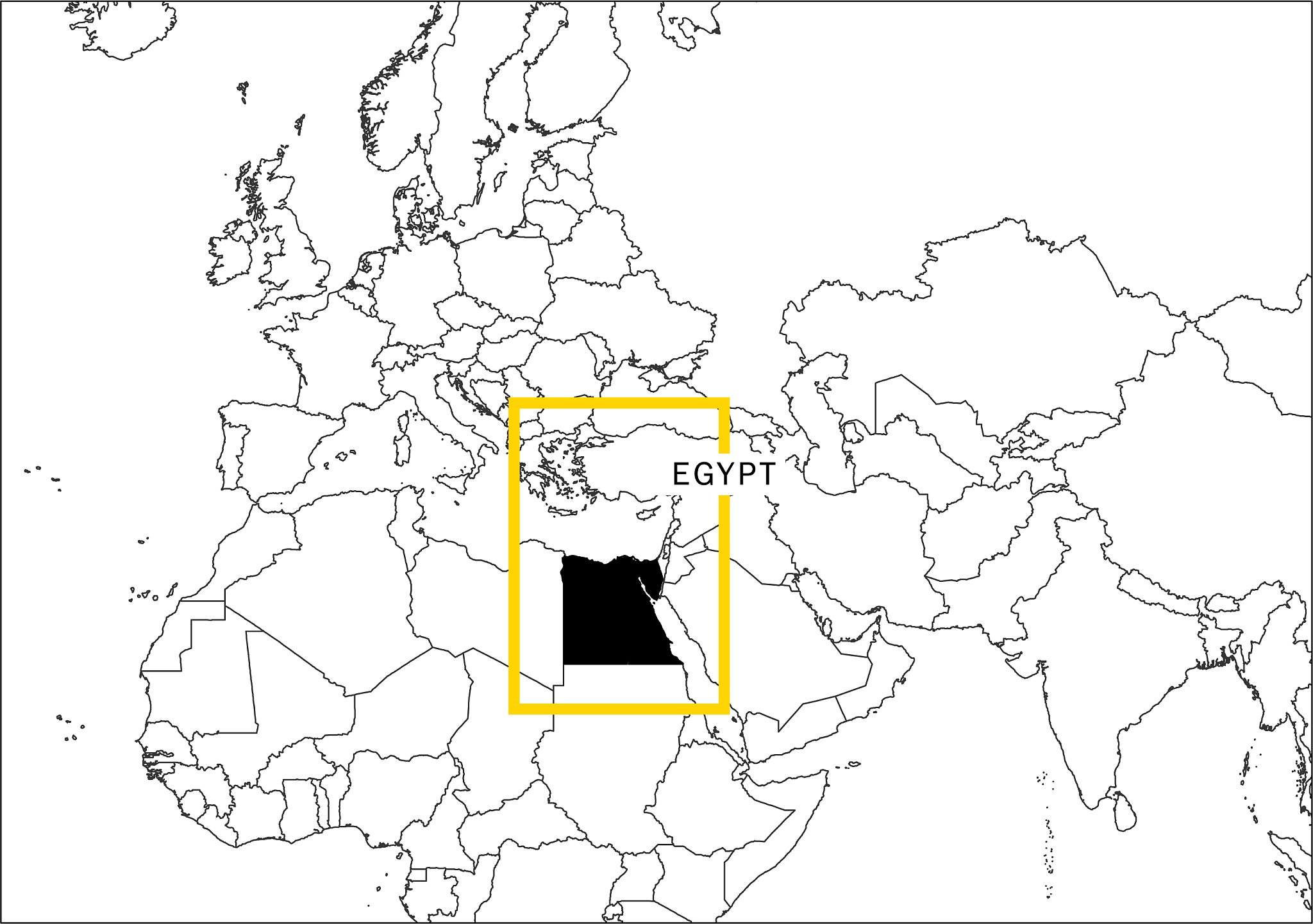 egypt map yellow frame geography