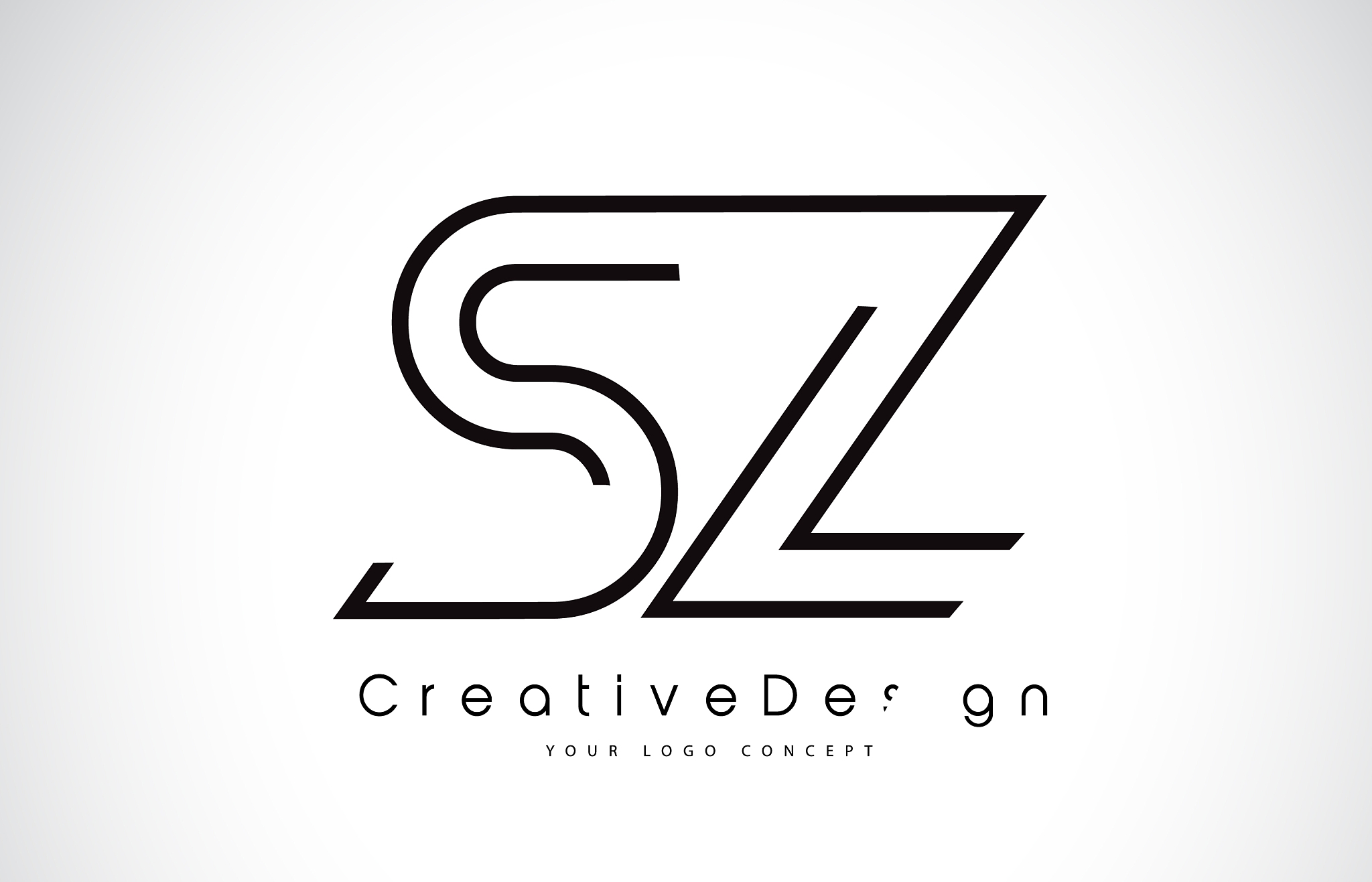 sz s z letter logo design in black colors