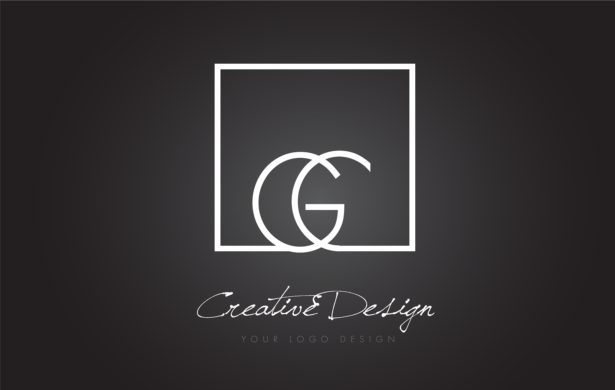 gc square frame letter logo design with black and