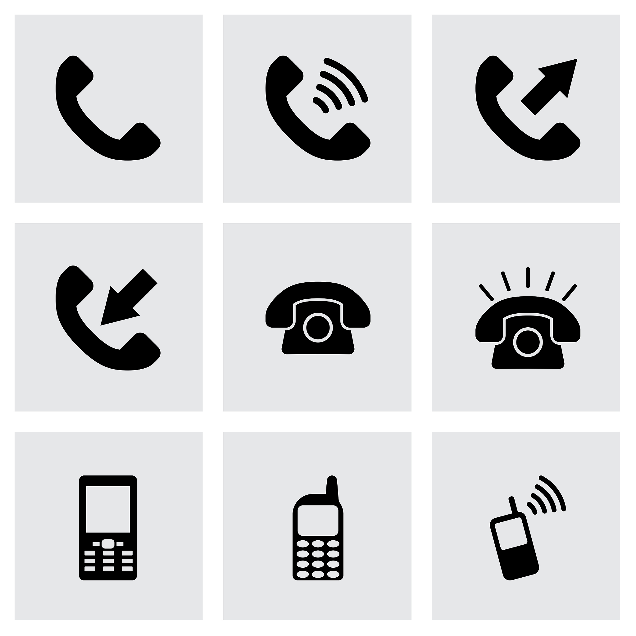 black telephone icon set