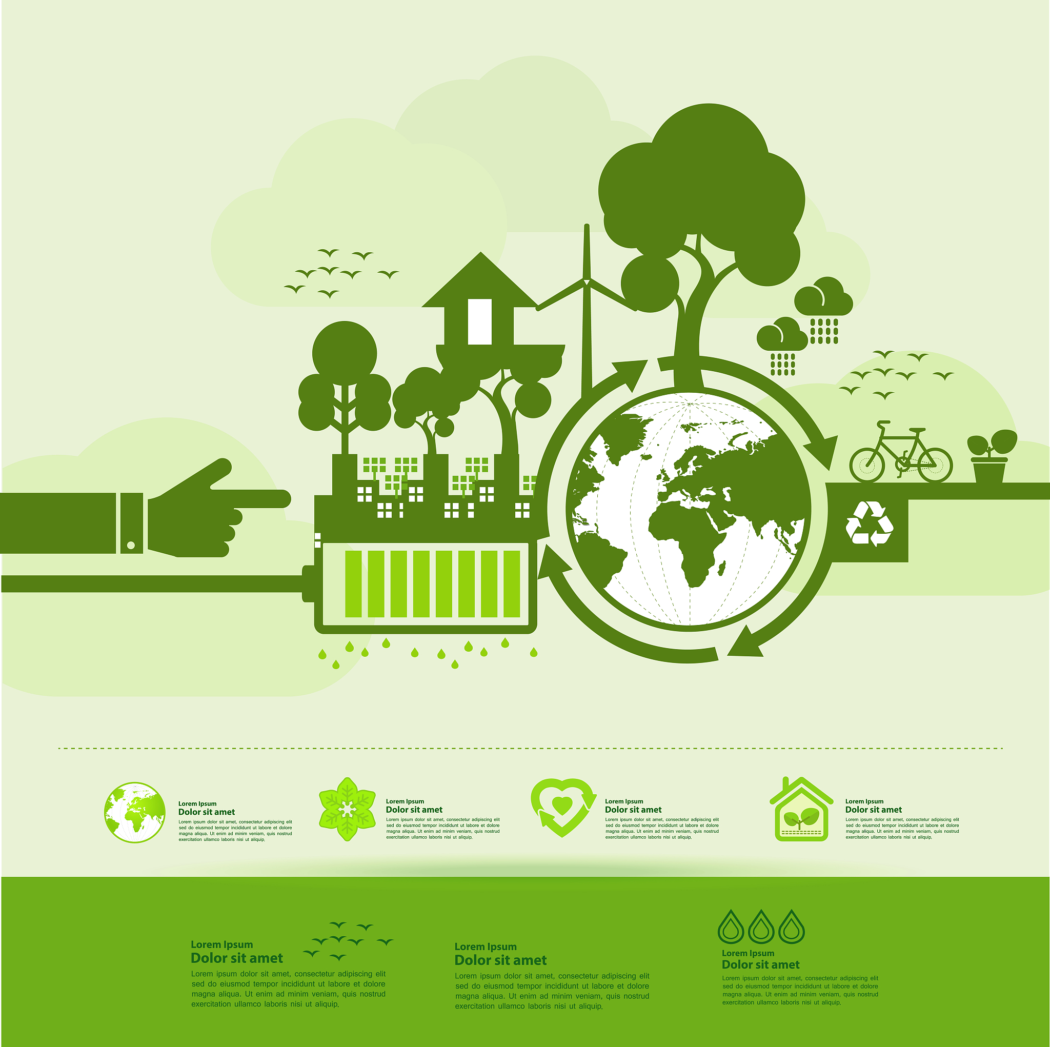 save the world together green ecology vector illustration.