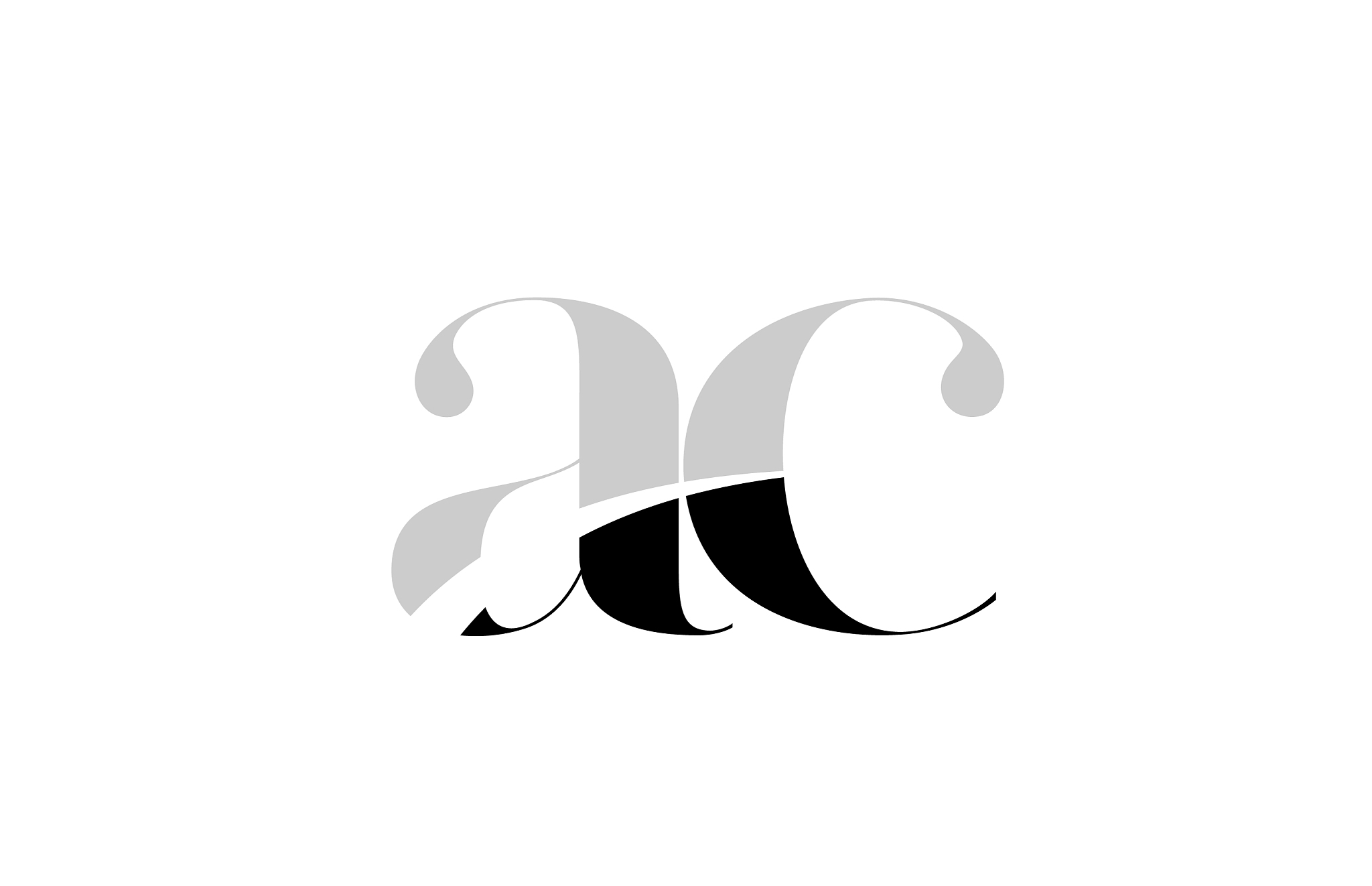 alphabet letter ac a c black and white logo icon
