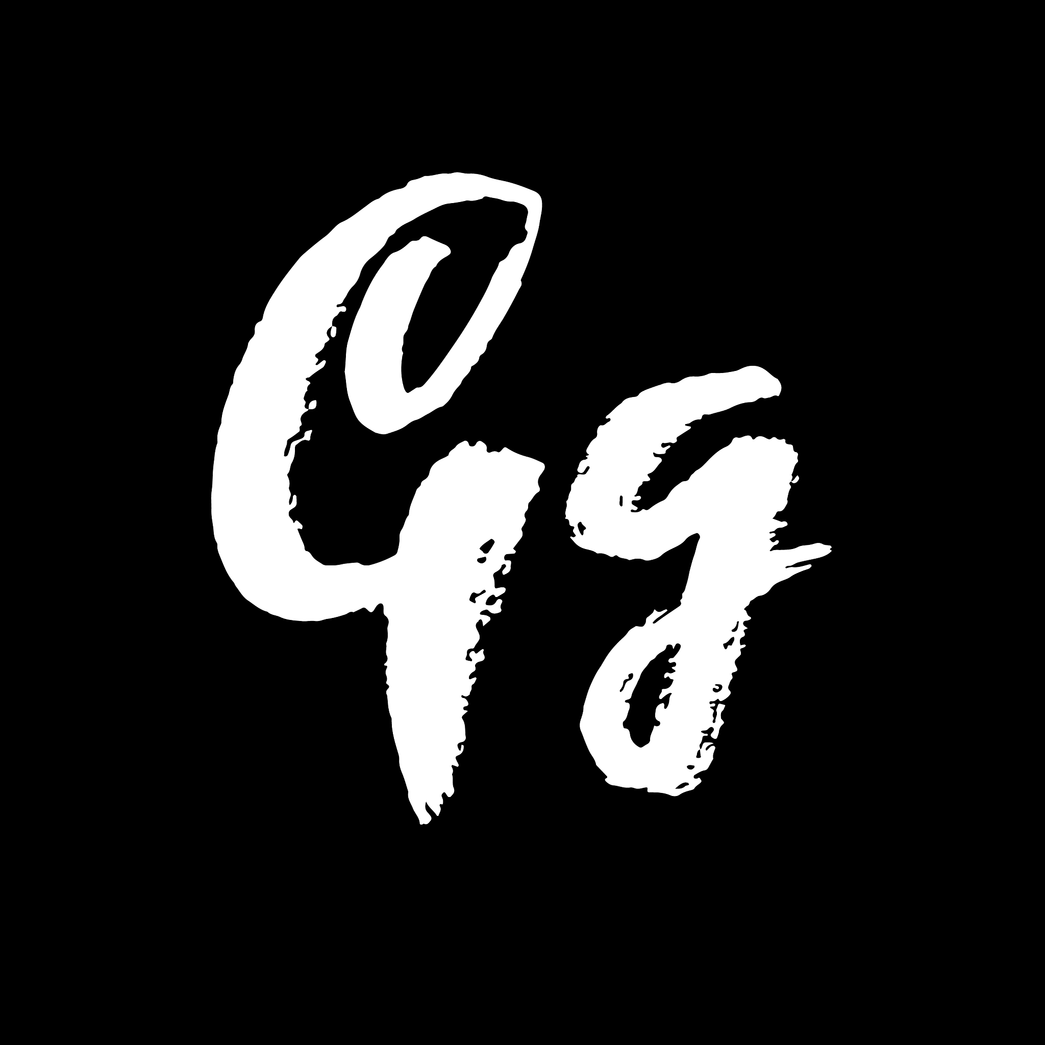 letter g handwritten by dry brush rough strokes