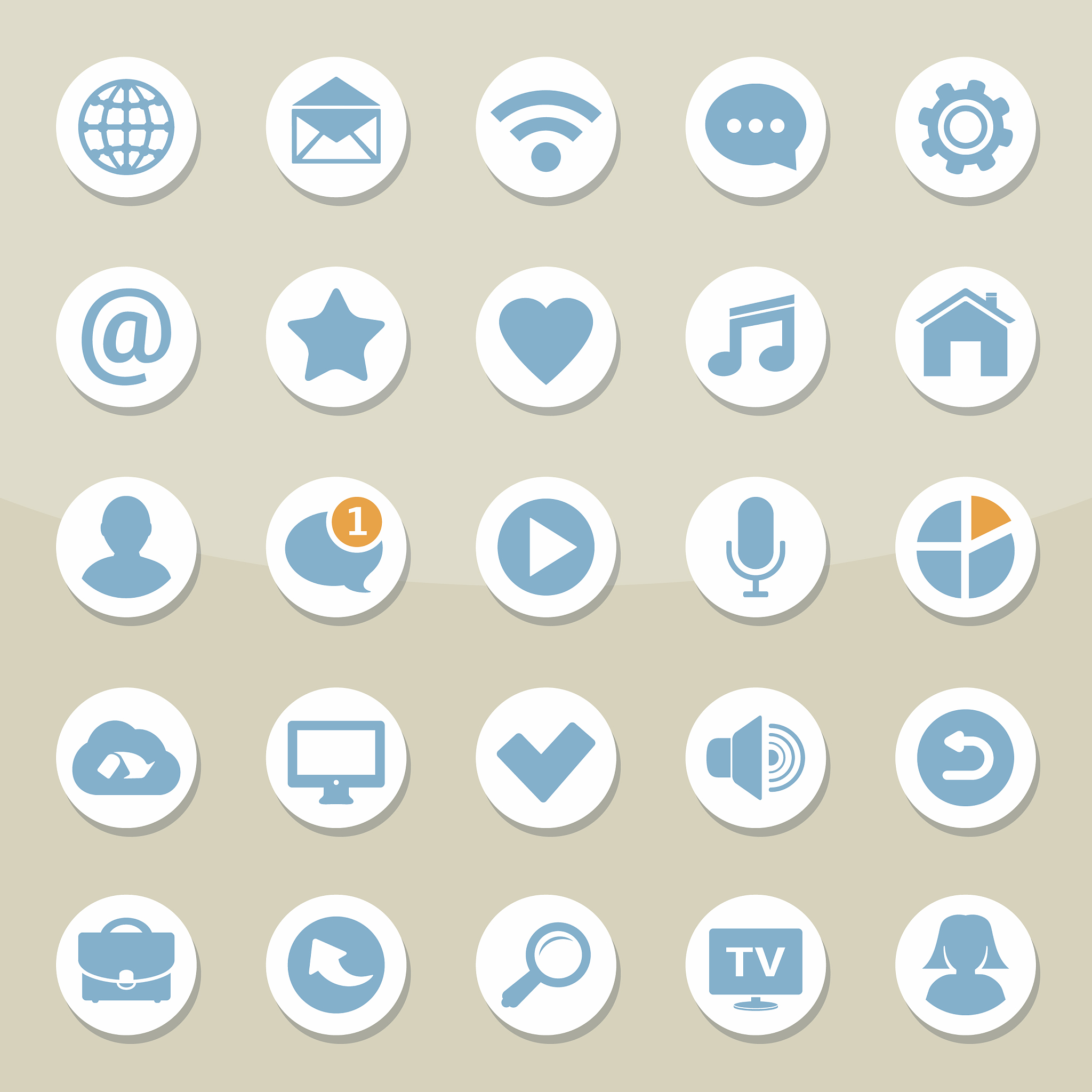 set of universal web icons for media