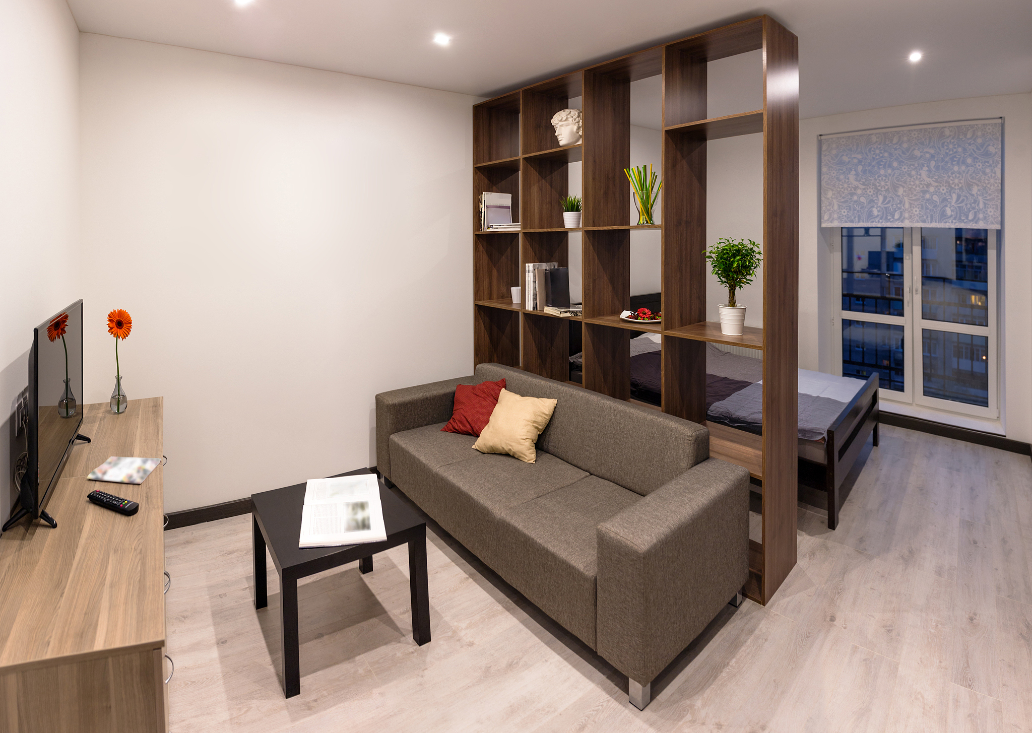 living room at the evening