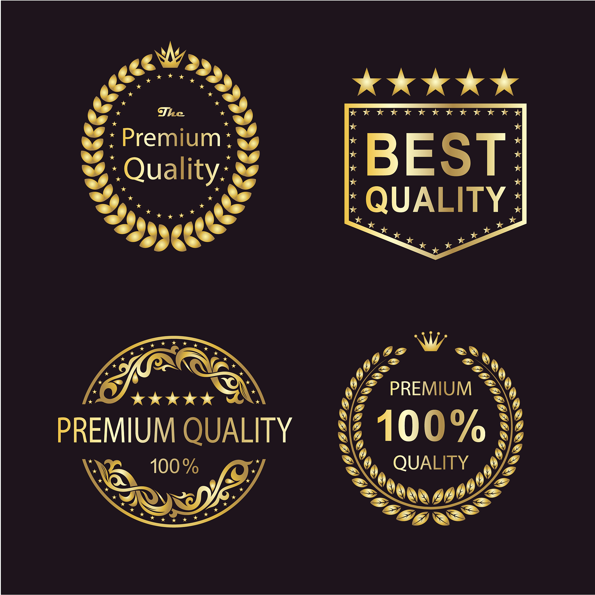 set of luxury gold badges