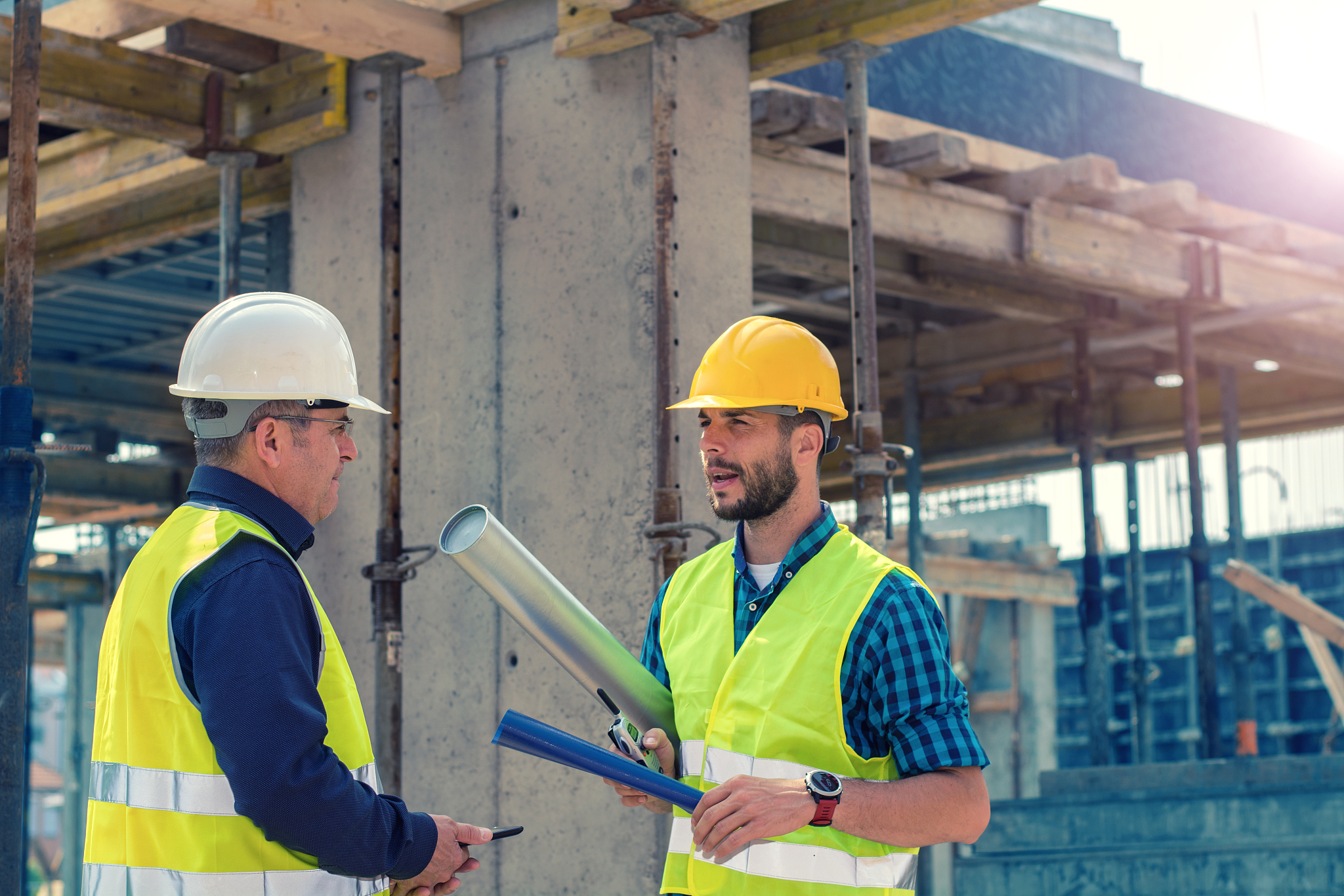 reporting to contractor at construction site
