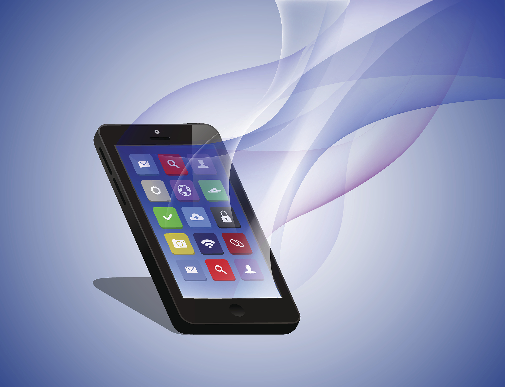 smart phone with abstract waves. connect and download informatio